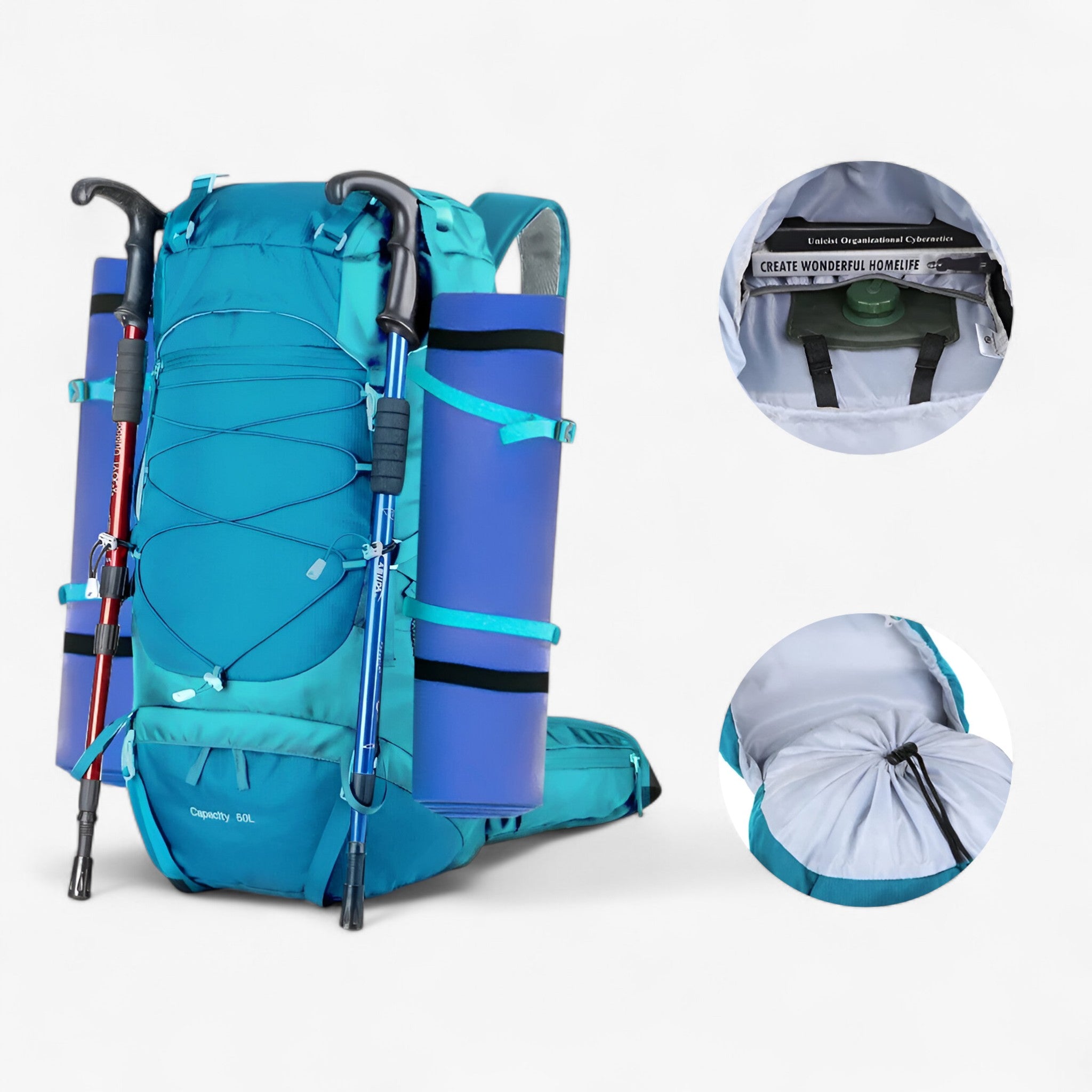 Zaino da trekking 50L in nylon impermeabile per viaggi avventurosi - - 50L backpacks Backpacks hiking backpacks - Concept Palermo
