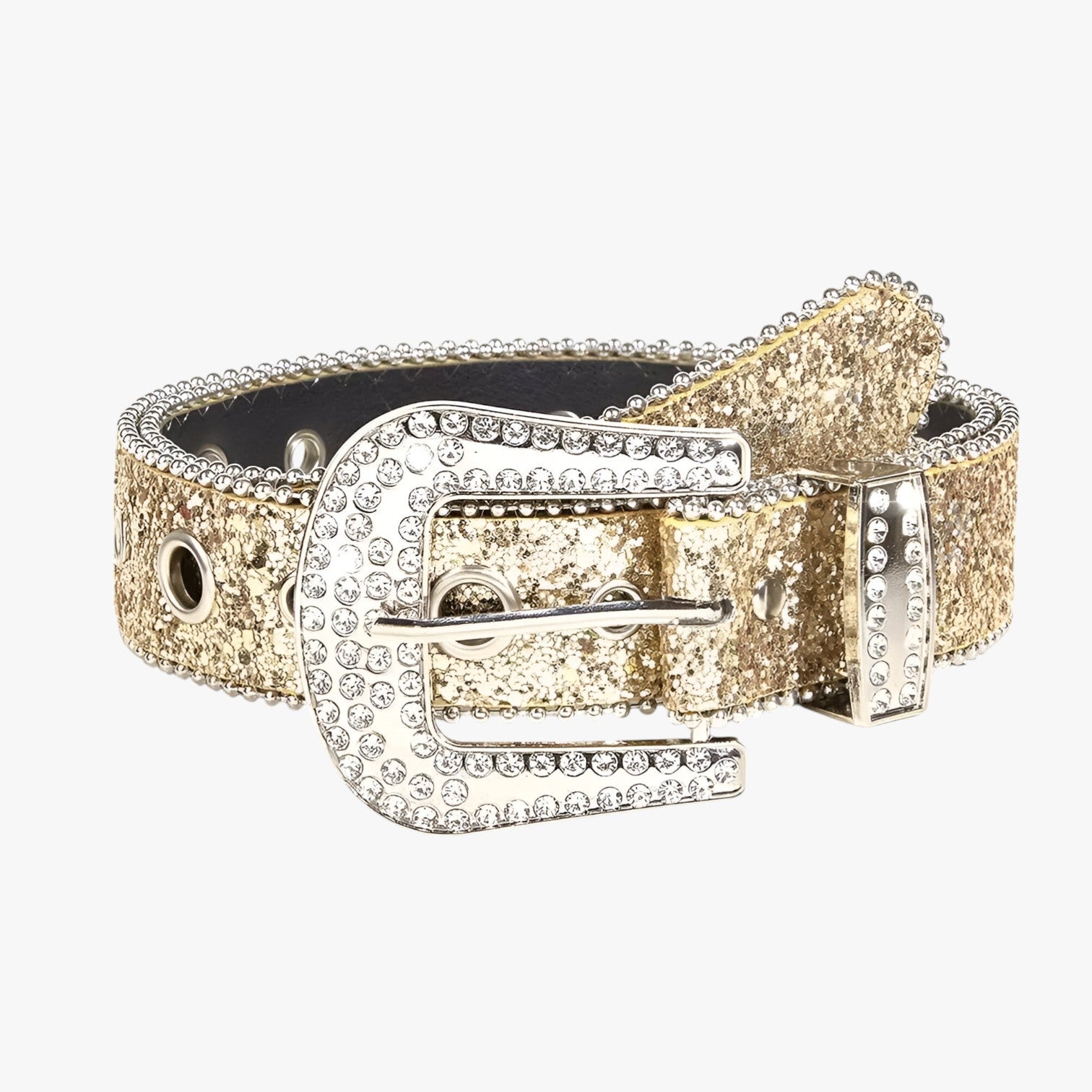 Olivia | Cintura in pelle luccicante alla moda con borchie - Oro - belt buckle women belts waist belt for women Womens belt - Concept Palermo
