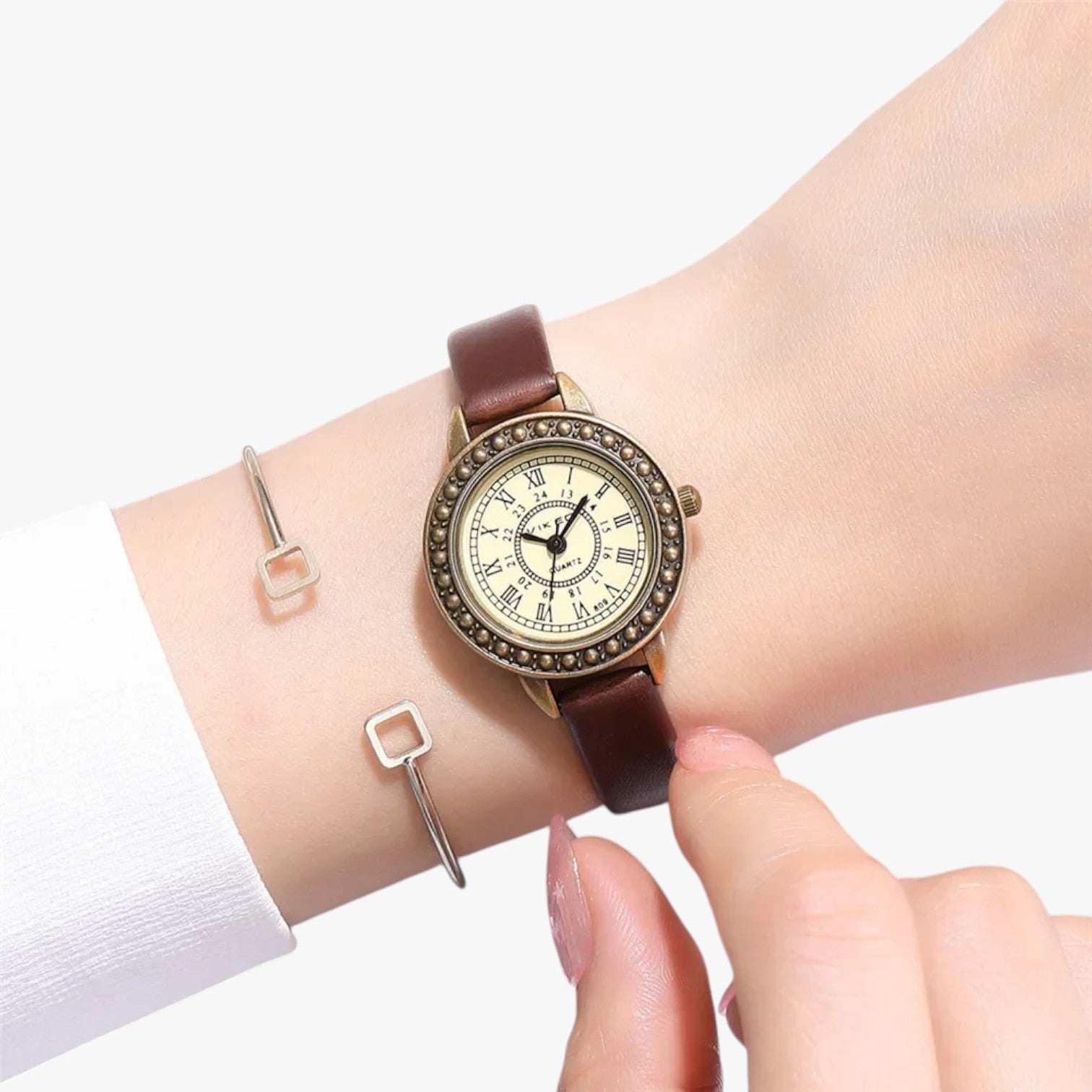Laurel | Orologio vintage in pelle con quadrante romano - - female watch ladies watch watch watch for women watches - Concept Palermo