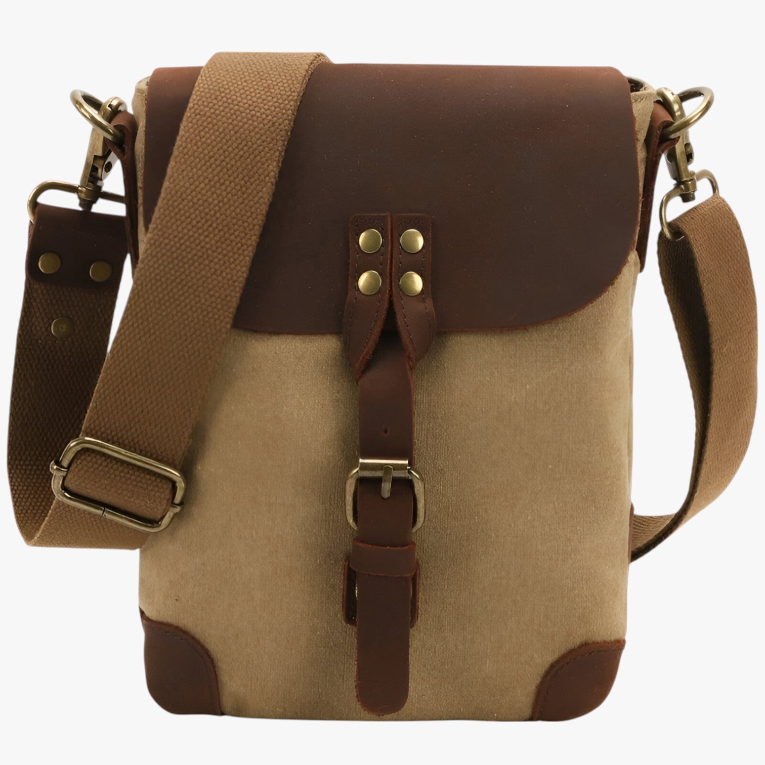 Archie | Borsa a tracolla vintage in tela e pelle - Khaki - Bags bags for men handbags Shoulder & Crossbody Bags Shoulder Bags - Concept Palermo