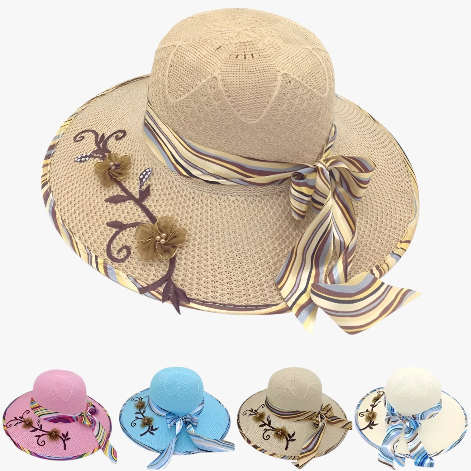 Nadia | Cappello estivo con grande fascia - Elegante, pieghevole e protettivo dai raggi UV - - hat Hat for girls summer hat Sun Hats women hat - Concept Palermo