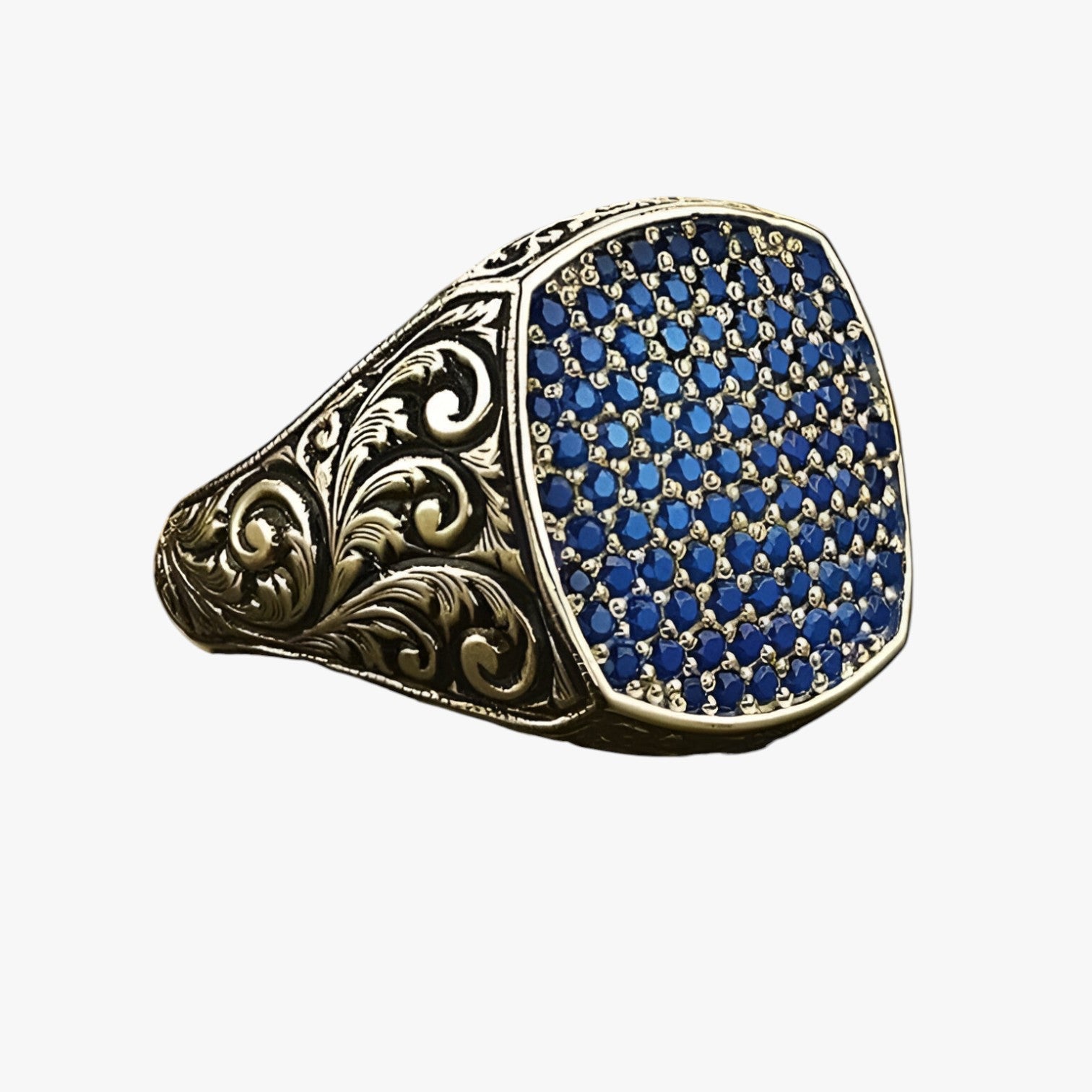 Manuel | Anello vintage elegante – classe senza tempo con zaffiri colorati - Blauw - mens accessory mens ring Rings - Concept Palermo