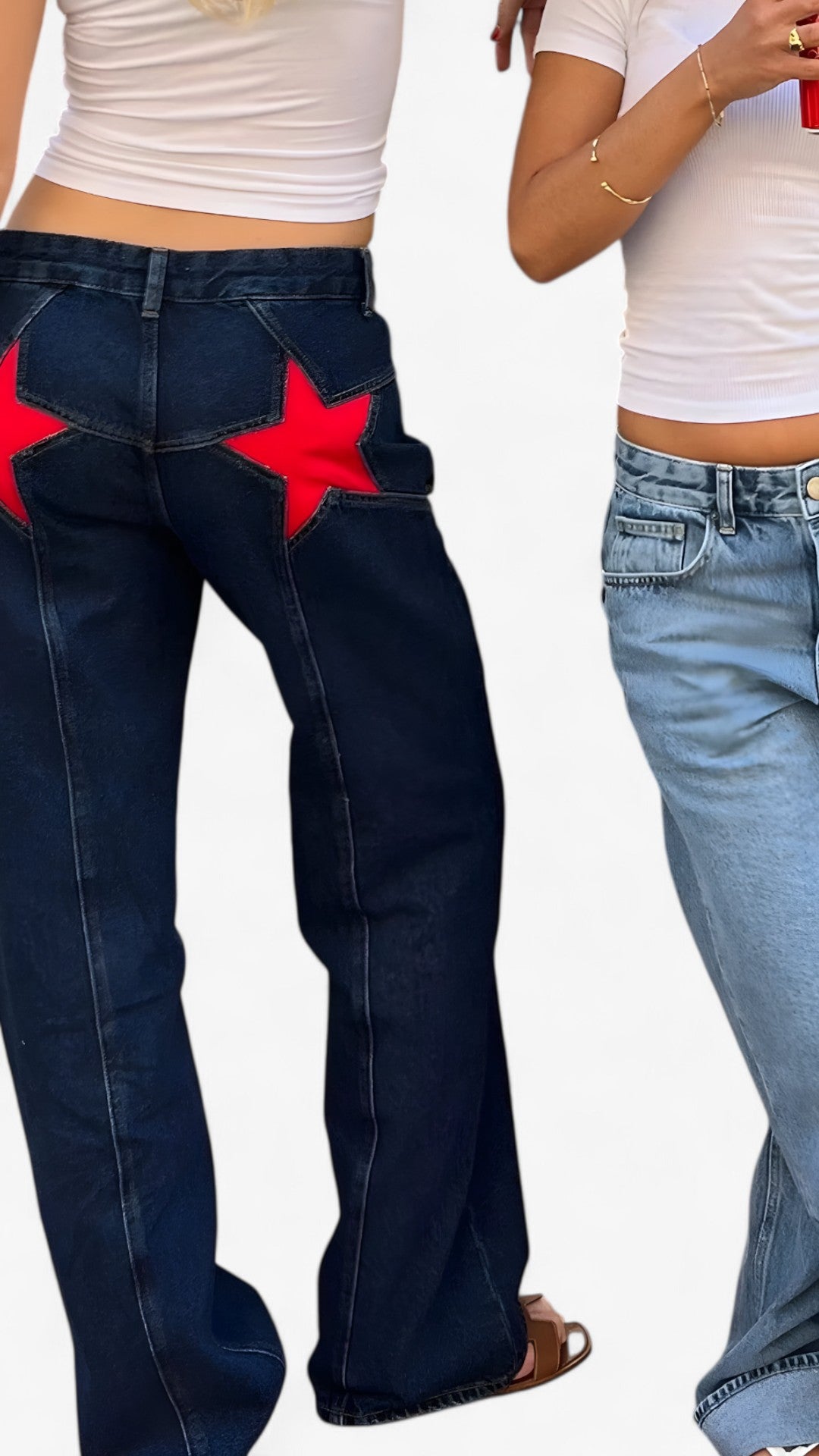 Jeans a vita bassa con stampa a stelle - - pants pants for women - Concept Palermo