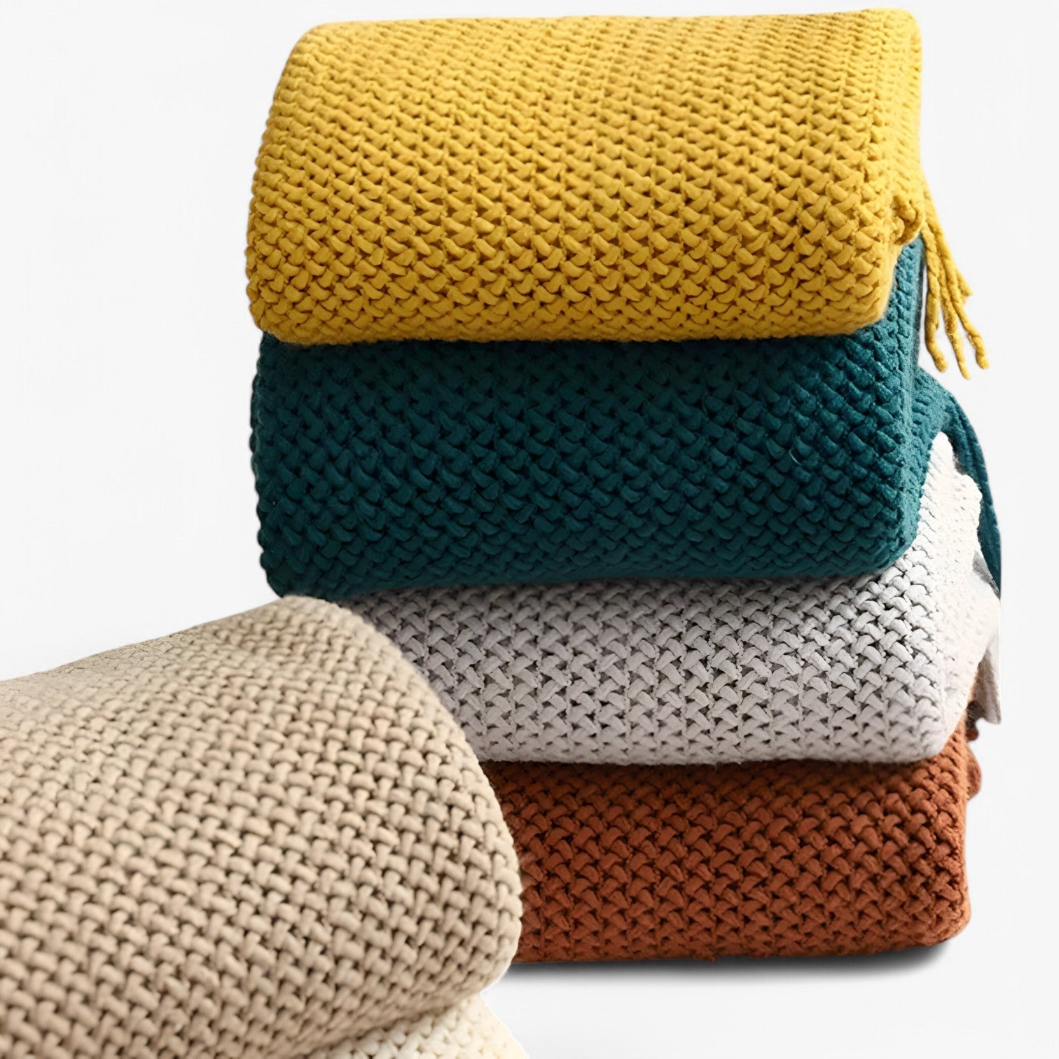 Chiara | Plaid lavorato a maglia accogliente – morbido, caldo e stiloso con frange - - bedroom Home - Concept Palermo