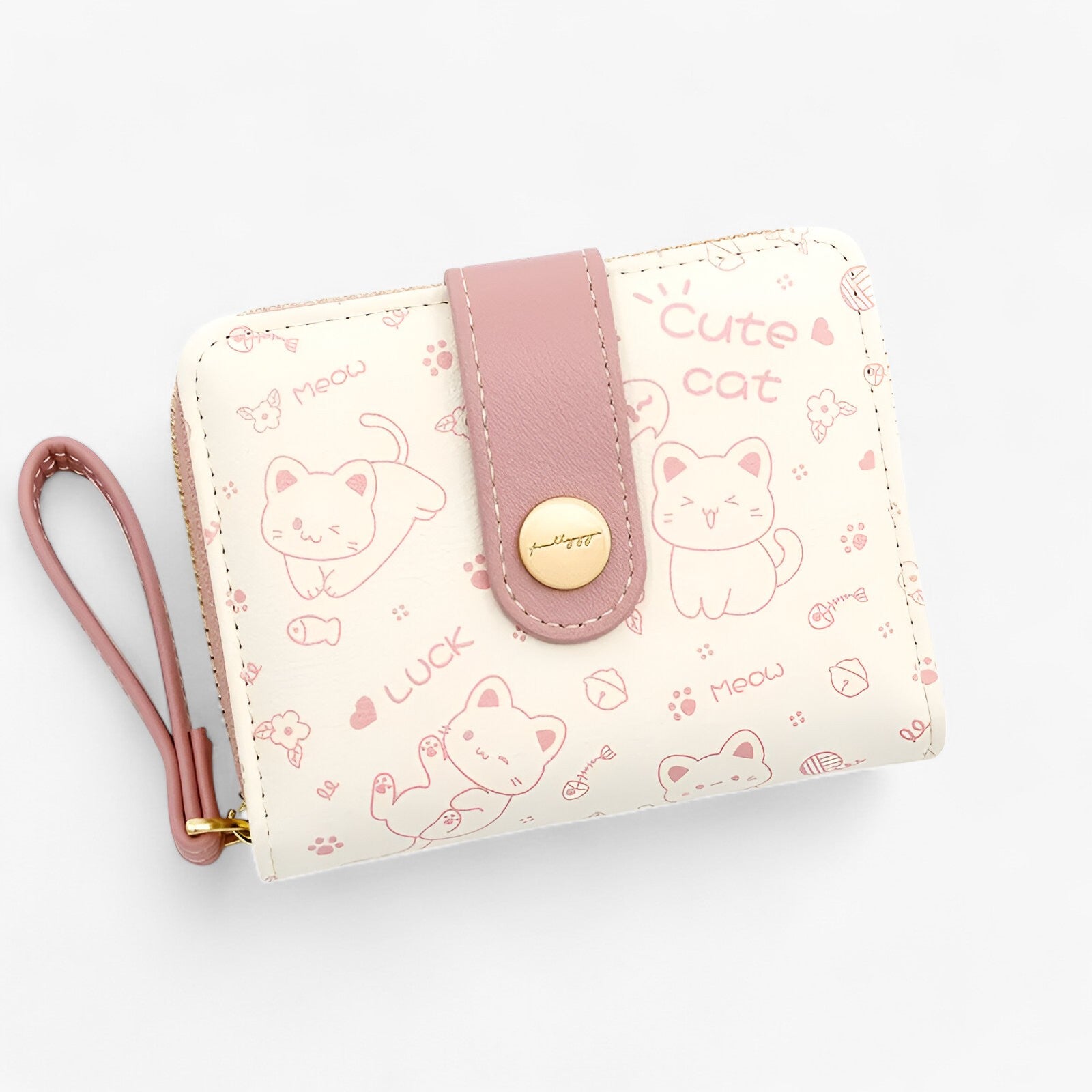 Cassandra | Portafoglio Donna con Gattine - Compatto e Multifunzionale - Rosa - wallet womens wallet - Concept Palermo