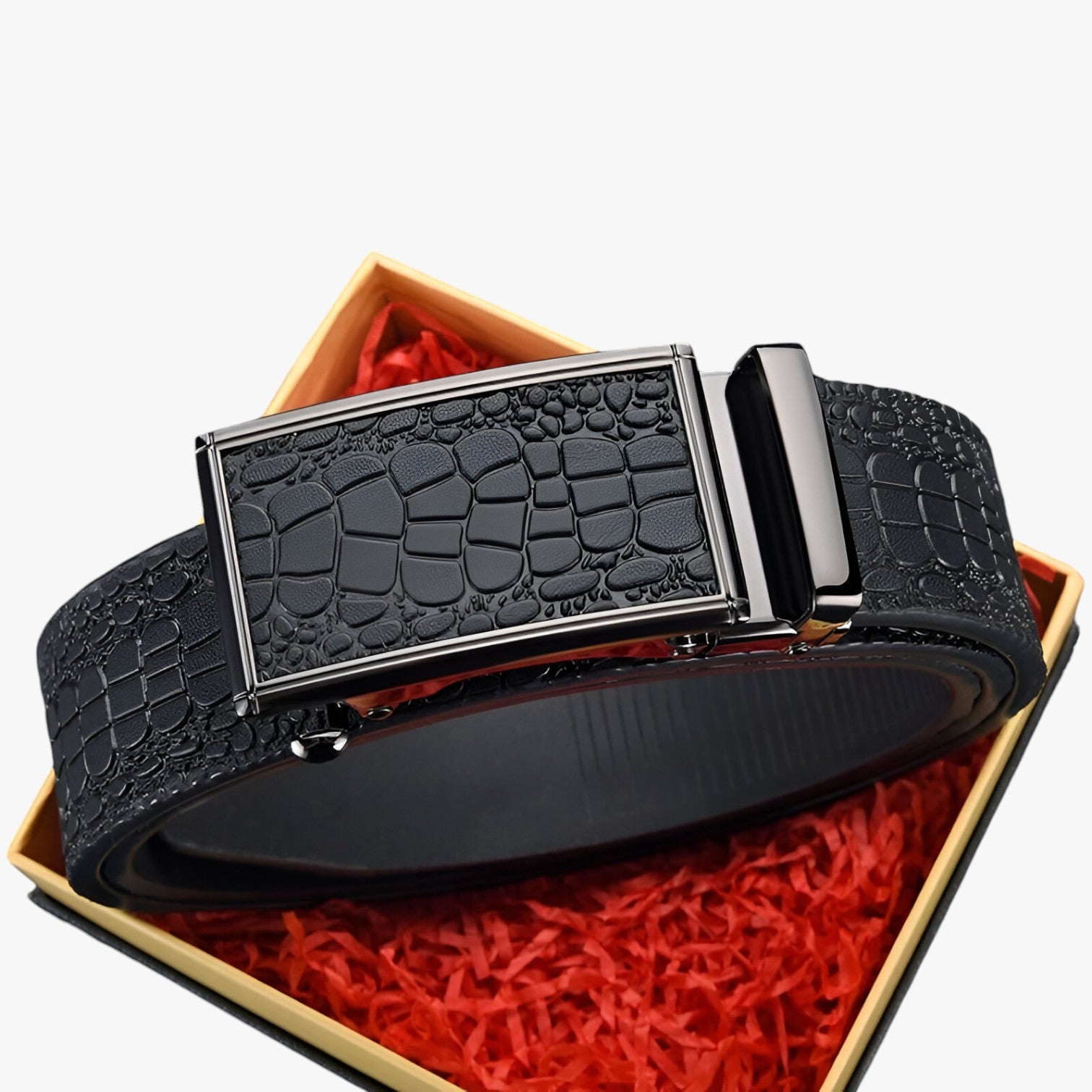 Eithan | Cintura classica in pelle con texture coccodrillo - - Belts belts for men Mens belt - Concept Palermo