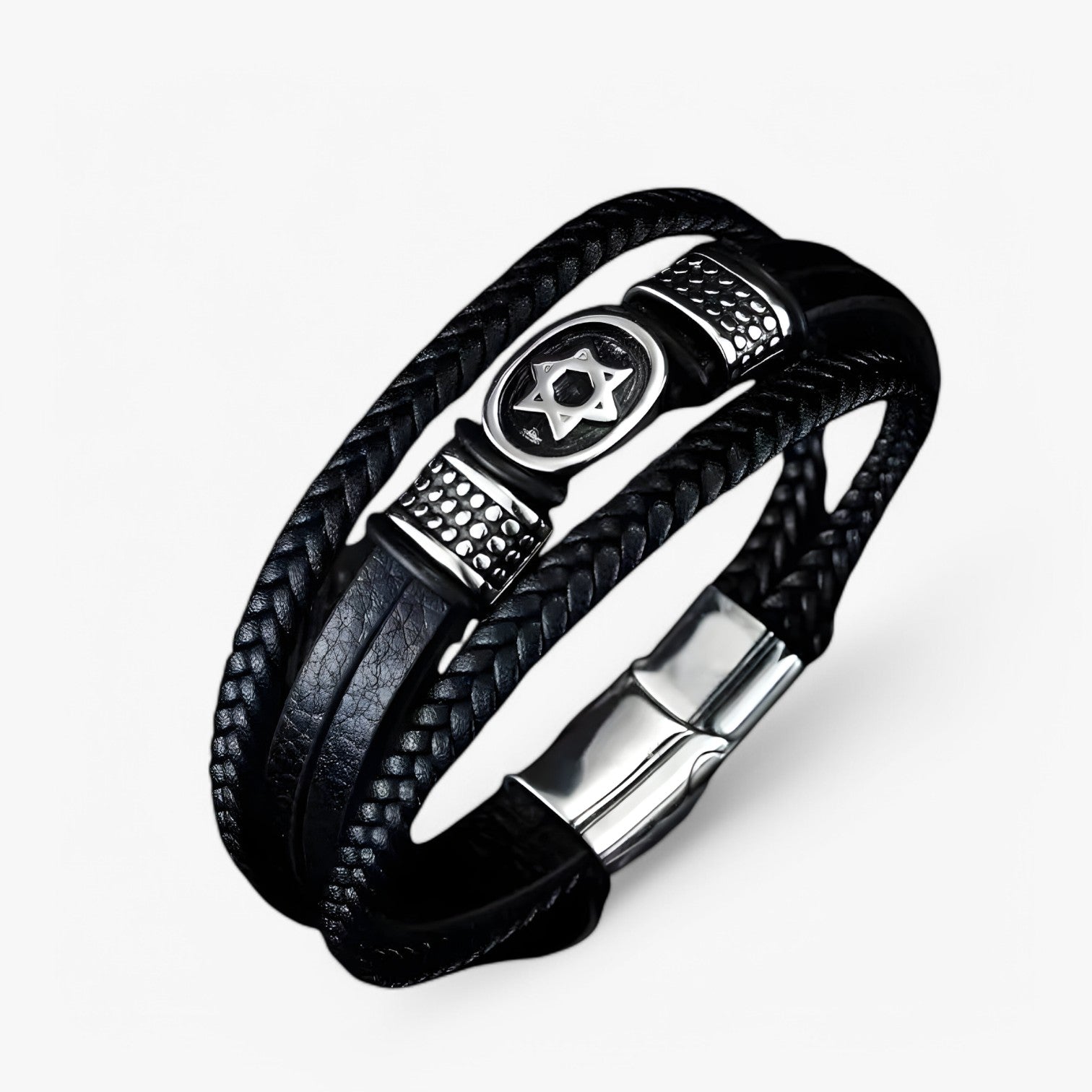 David | Bracciale in Cuoio a Strati Elegante con Chiusura Magnetica - - BRACELETS mens accessory mens bracelet - Concept Palermo