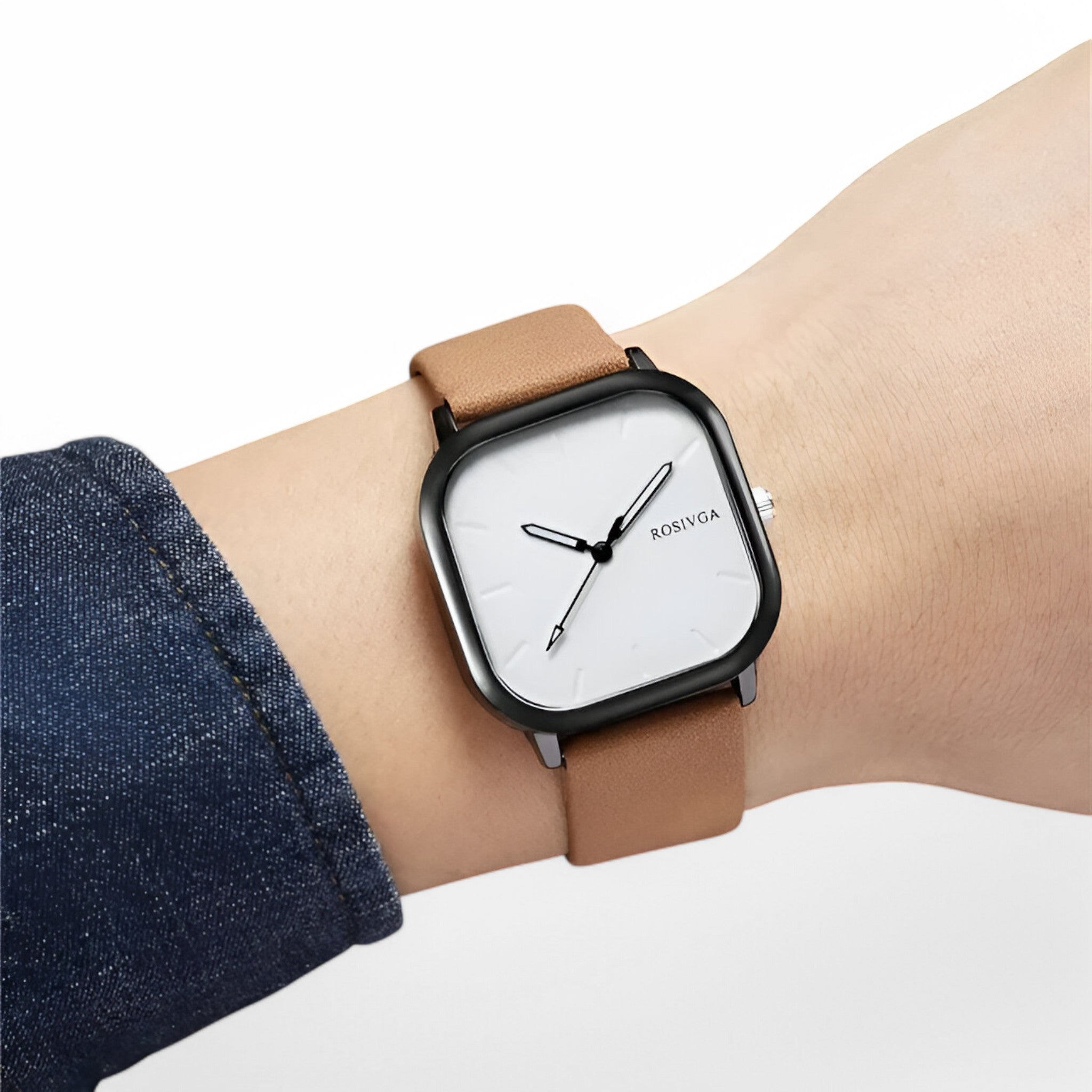 Elias | Orologio al quarzo con quadrante quadrato in pelle PU - - - Concept Palermo
