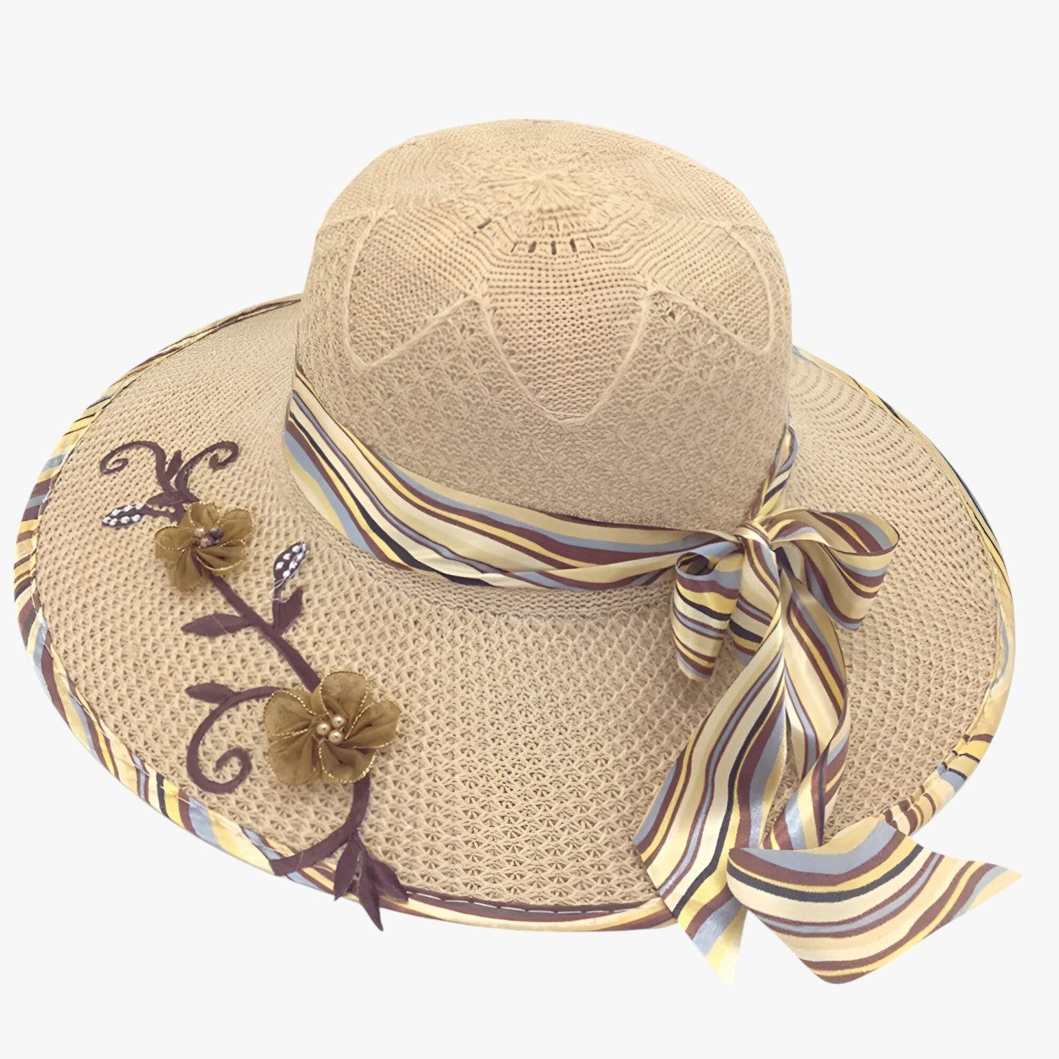Nadia | Cappello estivo con grande fascia - Elegante, pieghevole e protettivo dai raggi UV - Marrone - hat Hat for girls summer hat Sun Hats women hat - Concept Palermo
