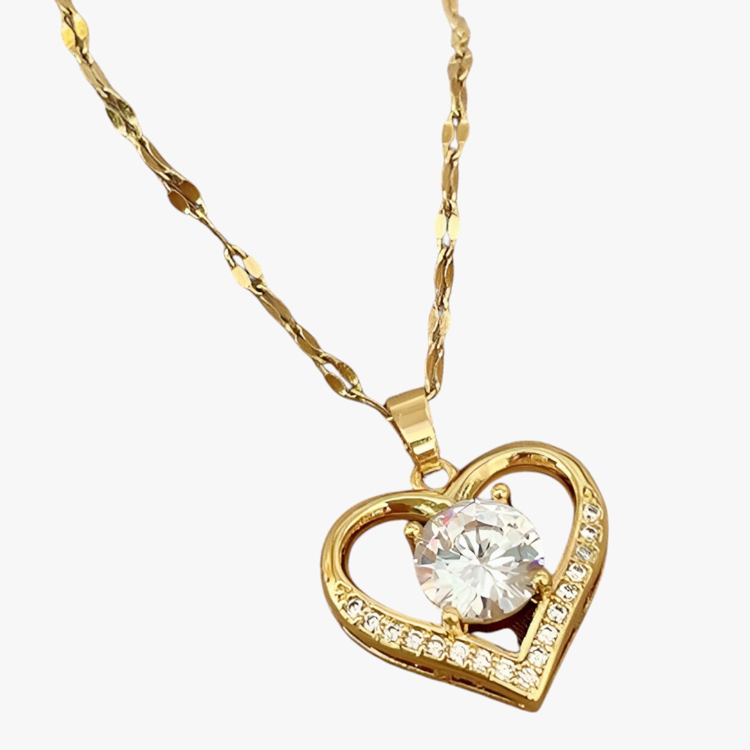 Skylar | Collana Cuore con Gemme Eleganza Femminile e Comfort Dorato - - elegant womens necklaces necklace NECKLACES Necklaces for Women - Concept Palermo