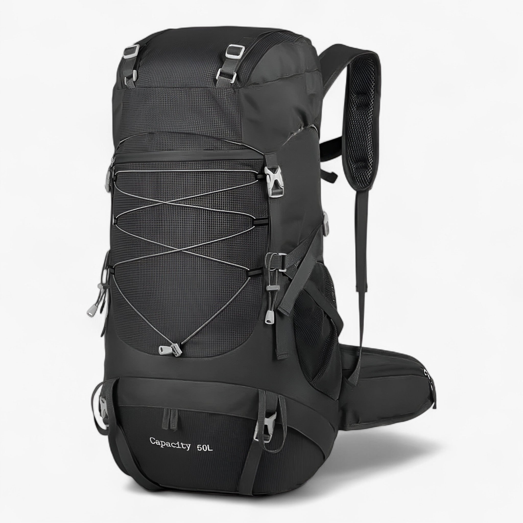 Zaino da trekking 50L in nylon impermeabile per viaggi avventurosi - Nero - 50L backpacks Backpacks hiking backpacks - Concept Palermo
