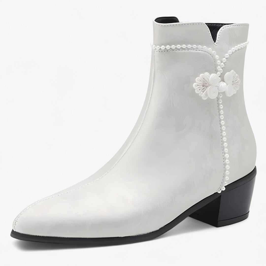 Ruth | Stivaletti bicolore con tacco basso per taglie comode - Bianca - BOOTS Boots & Shoes - Concept Palermo