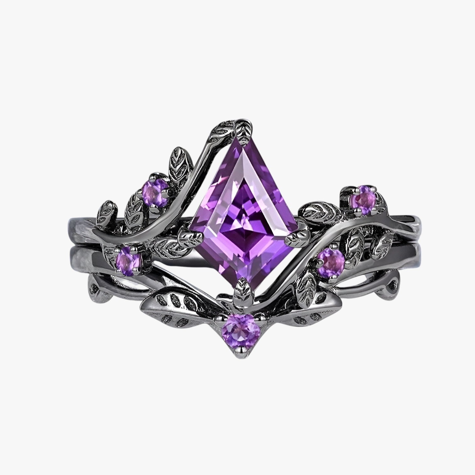 Eva | Set di Anelli Viola Impilabili Stile Goth Elegante - - Ring Rings women ring - Concept Palermo