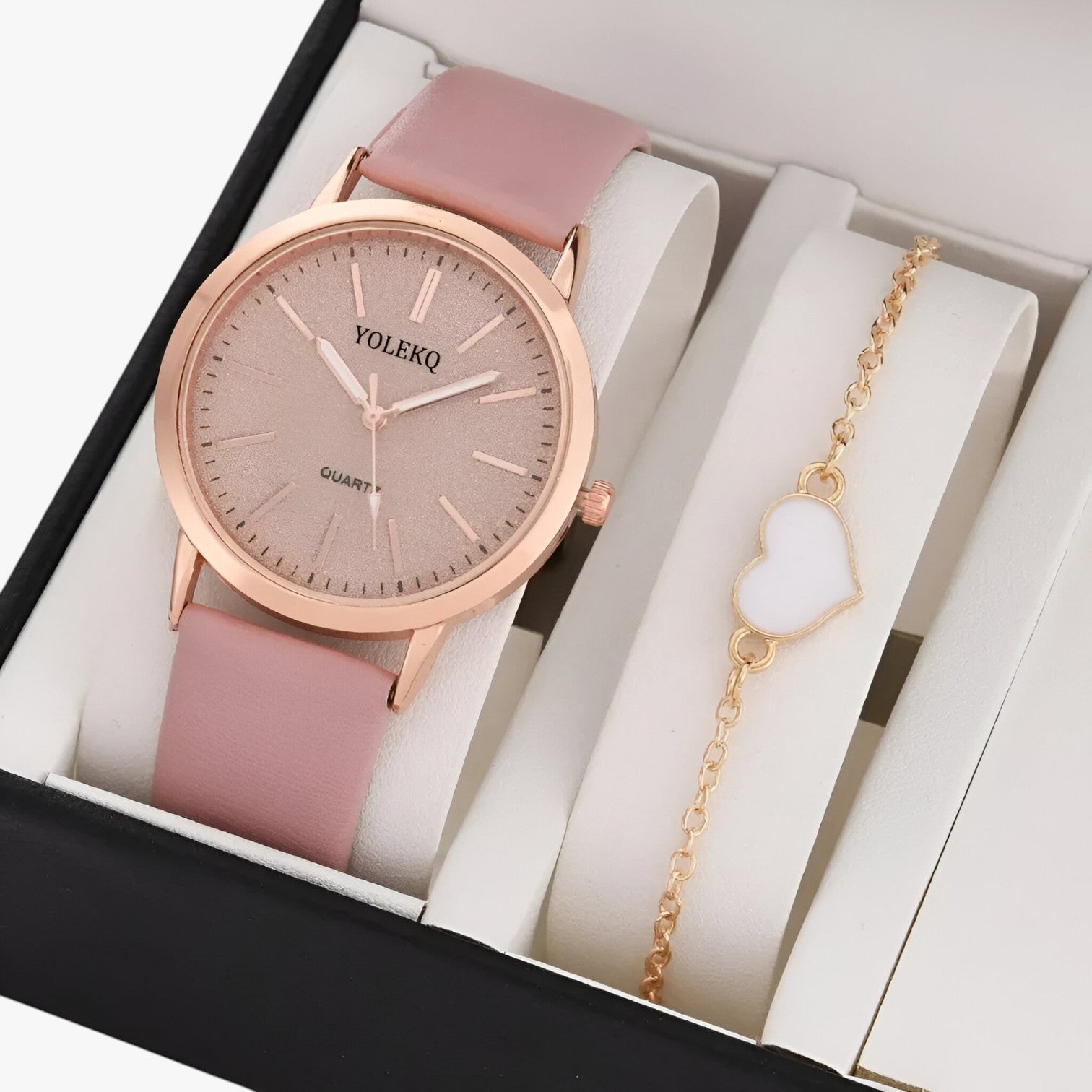 Nova | Set Eleganza Femminile 2 Orologi da Donna in Pelle e Bracciale, Stile Lusso al Polso - Pink - female watch ladies watch watch watch for women watches wrist watches for women - Concept Palermo