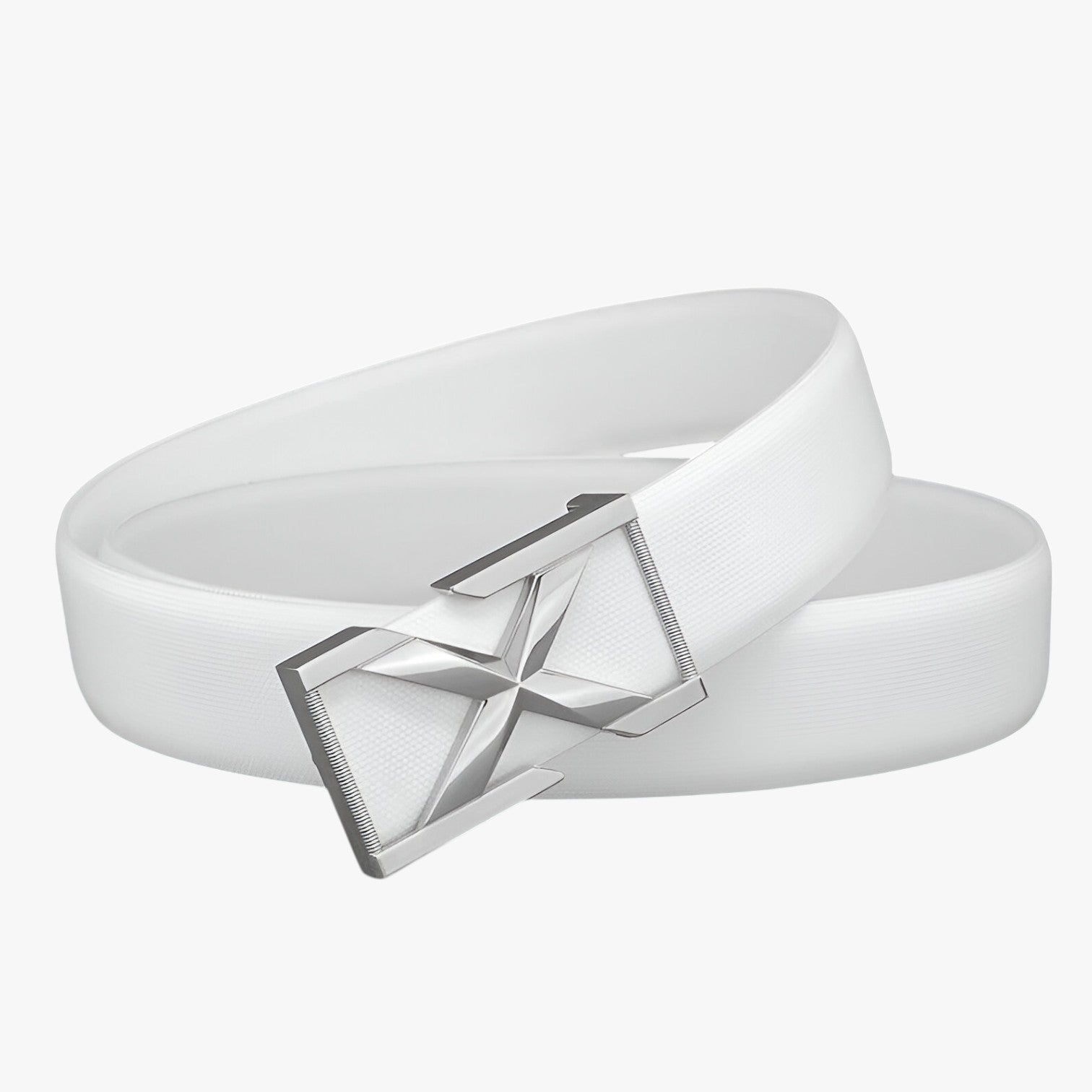 Luke | Cintura da Uomo con Fibbia X Stile Casual di Lusso per Giovani - Bianco Fibbia argento - Belts belts for men Mens belt - Concept Palermo