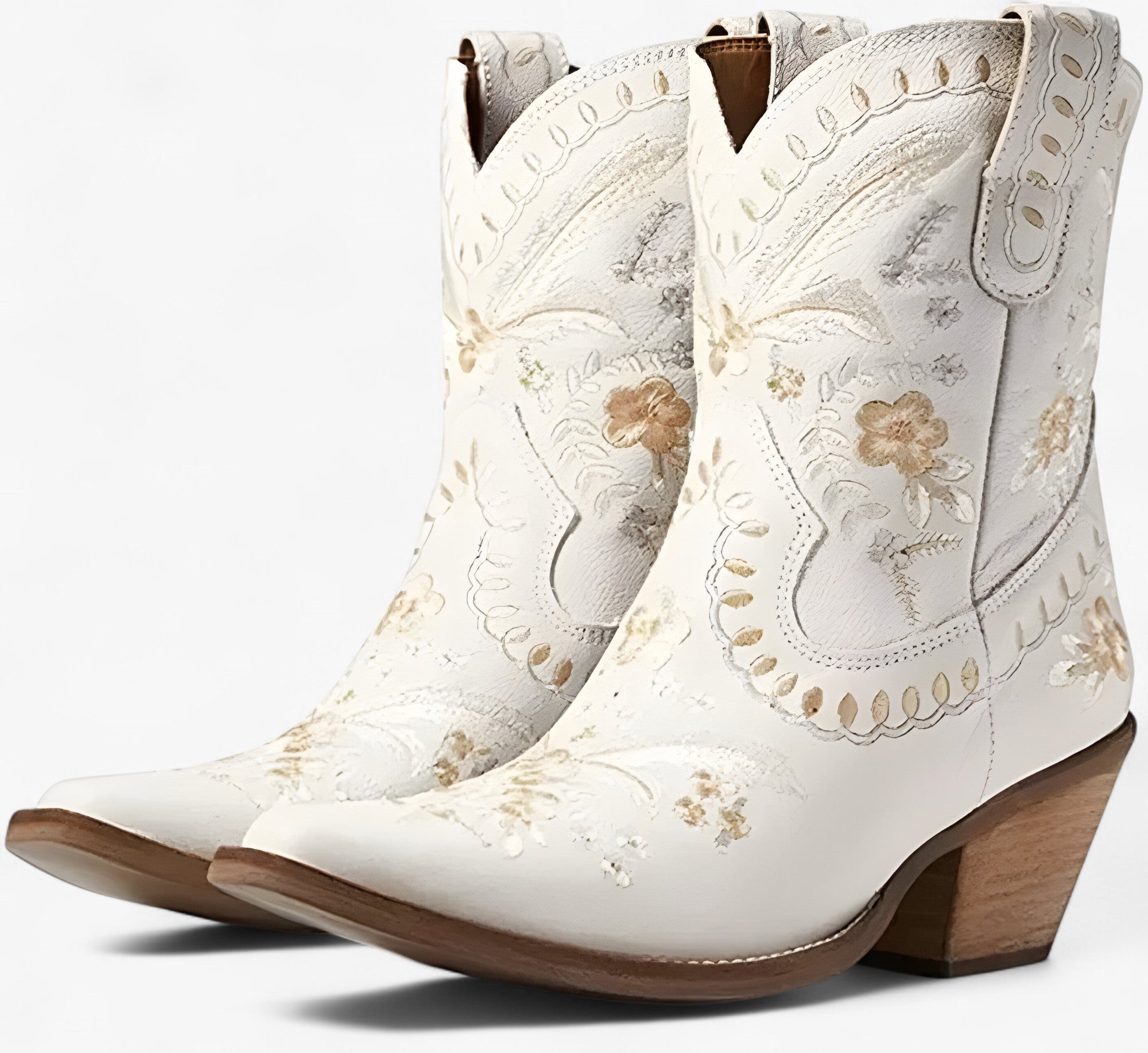 Daisy | Stivali western ricamati con tacco grosso, stile cowgirl - Bianca - BOOTS Boots & Shoes - Concept Palermo