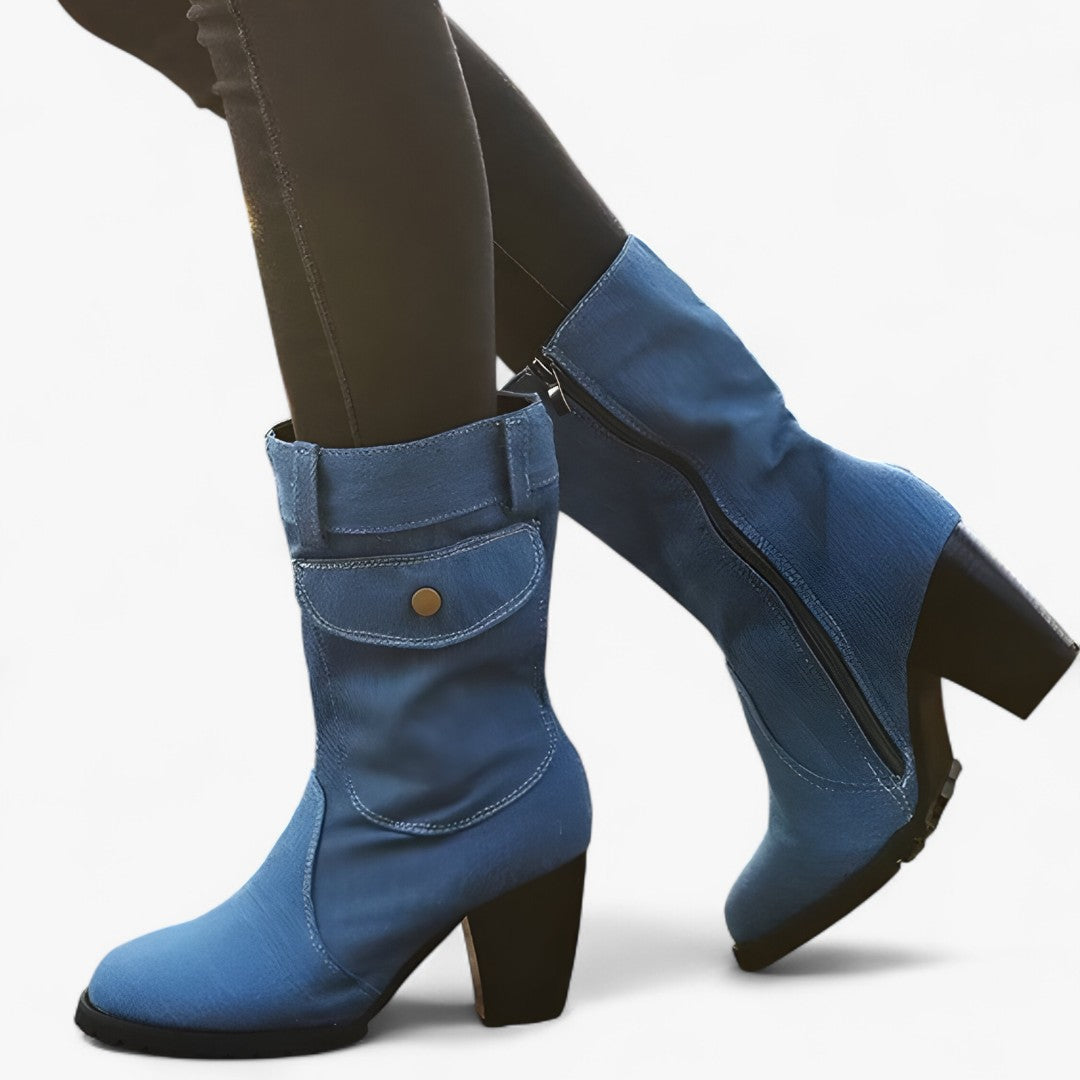 Sierra | Stivali da cowboy in denim con tacco alto - Blu - BOOTS Boots & Shoes - Concept Palermo