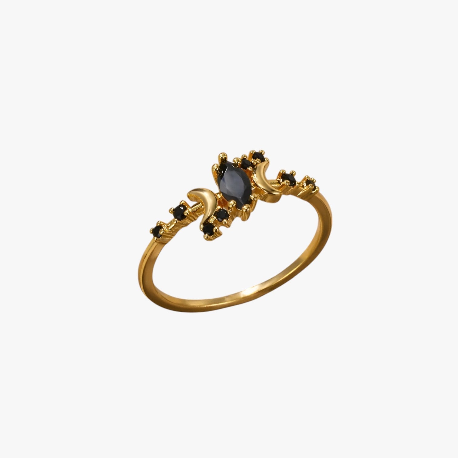Irene | Anello Lunare Nero – Stile, Sostenibilità e Piena di Simbolismo - - Rings womens ring - Concept Palermo