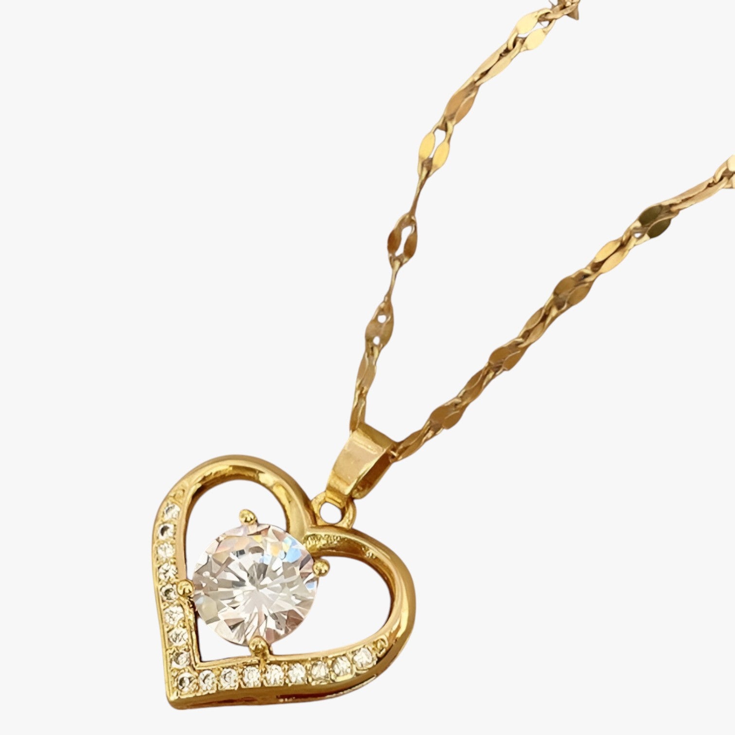 Skylar | Collana Cuore con Gemme Eleganza Femminile e Comfort Dorato - - elegant womens necklaces necklace NECKLACES Necklaces for Women - Concept Palermo