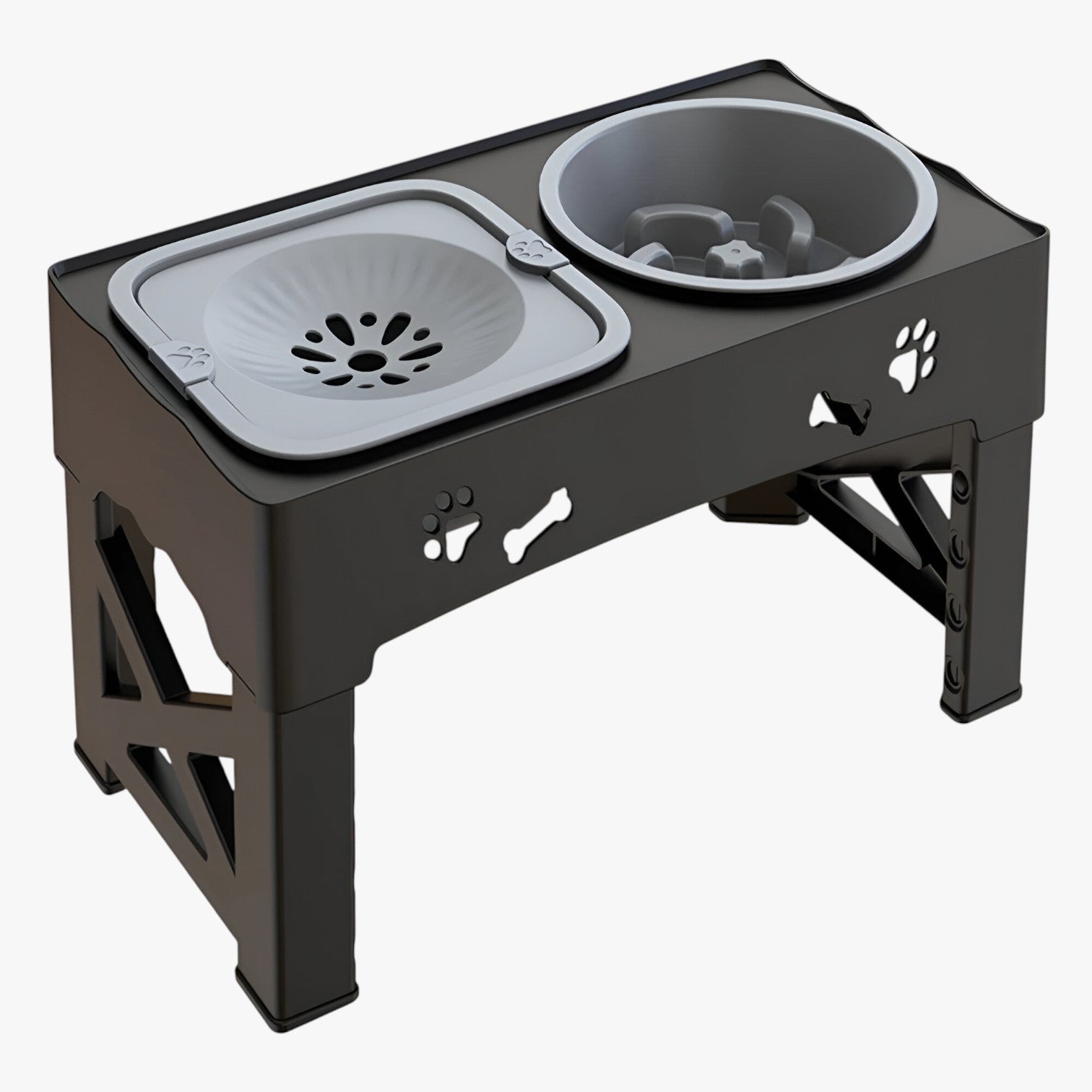 Logan | Ciotola 3 in 1 Regolabile Alimentazione lenta e comoda a ogni altezza - grigio nero - pet PET SUPPLIES petproduct Pets - Concept Palermo