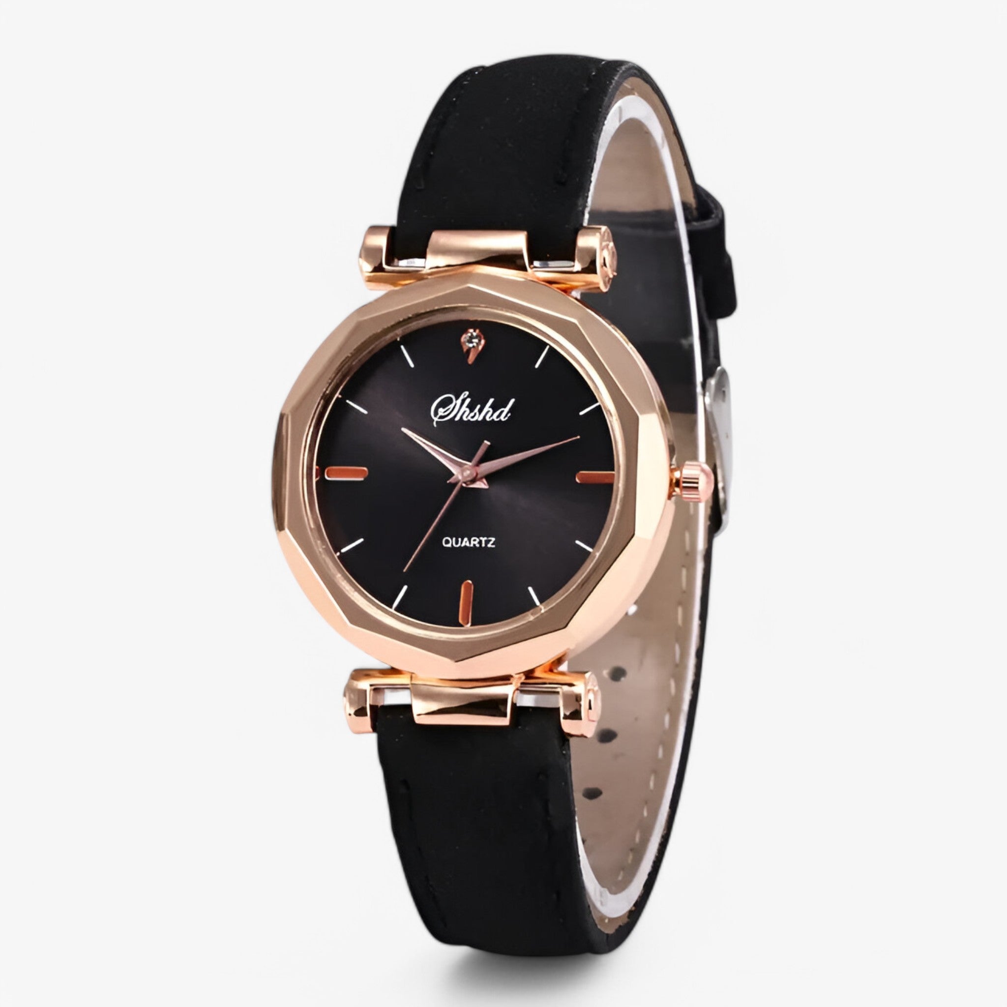 Aria | Orologio da donna in pelle con cristalli e movimento al quarzo - Nera - female watch watch for women - Concept Palermo