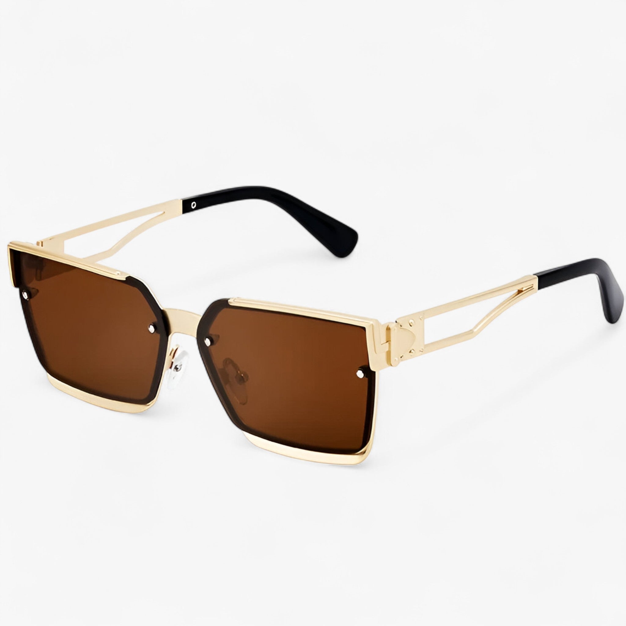 Gregory | Occhiali da sole quadrati vintage punk con montatura in metallo - Marrone - Fashion Sunglasses men sunglasses polarized mens sunglasses Polarized man sunglasses Sunglasses sunglasses polarized men - Concept Palermo