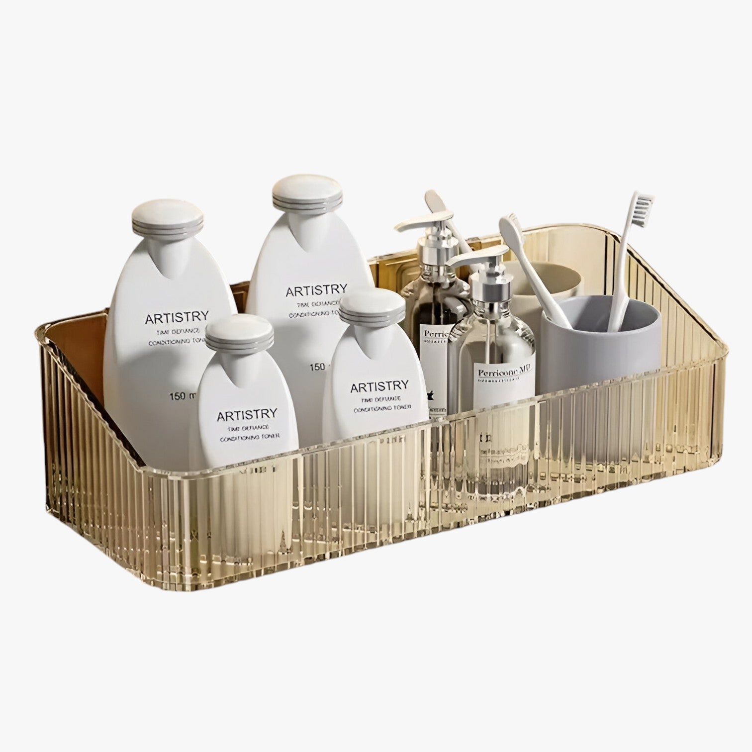Aileen | Contenitore angolare salvaspazio – resistente senza forare - Khaki - bathroom - Concept Palermo