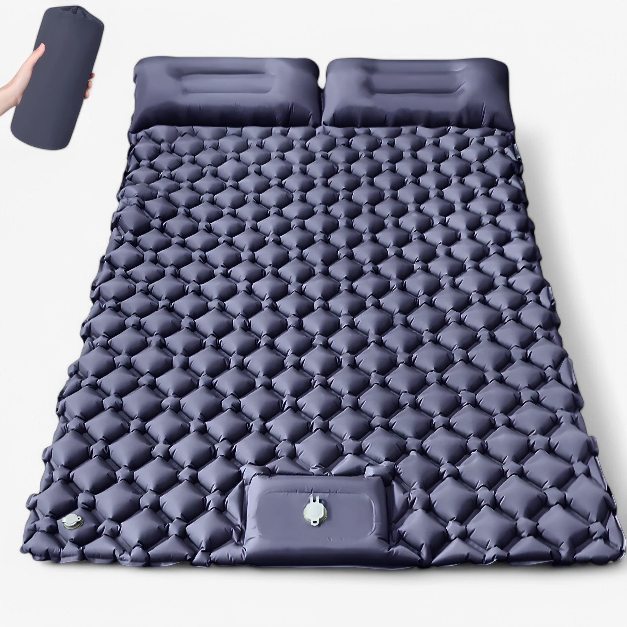 Materasso gonfiabile doppio per uso esterno – Extra largo e ultraleggero - blu marino - double inflatable mattress inflatable mattress outdoor mattress - Concept Palermo