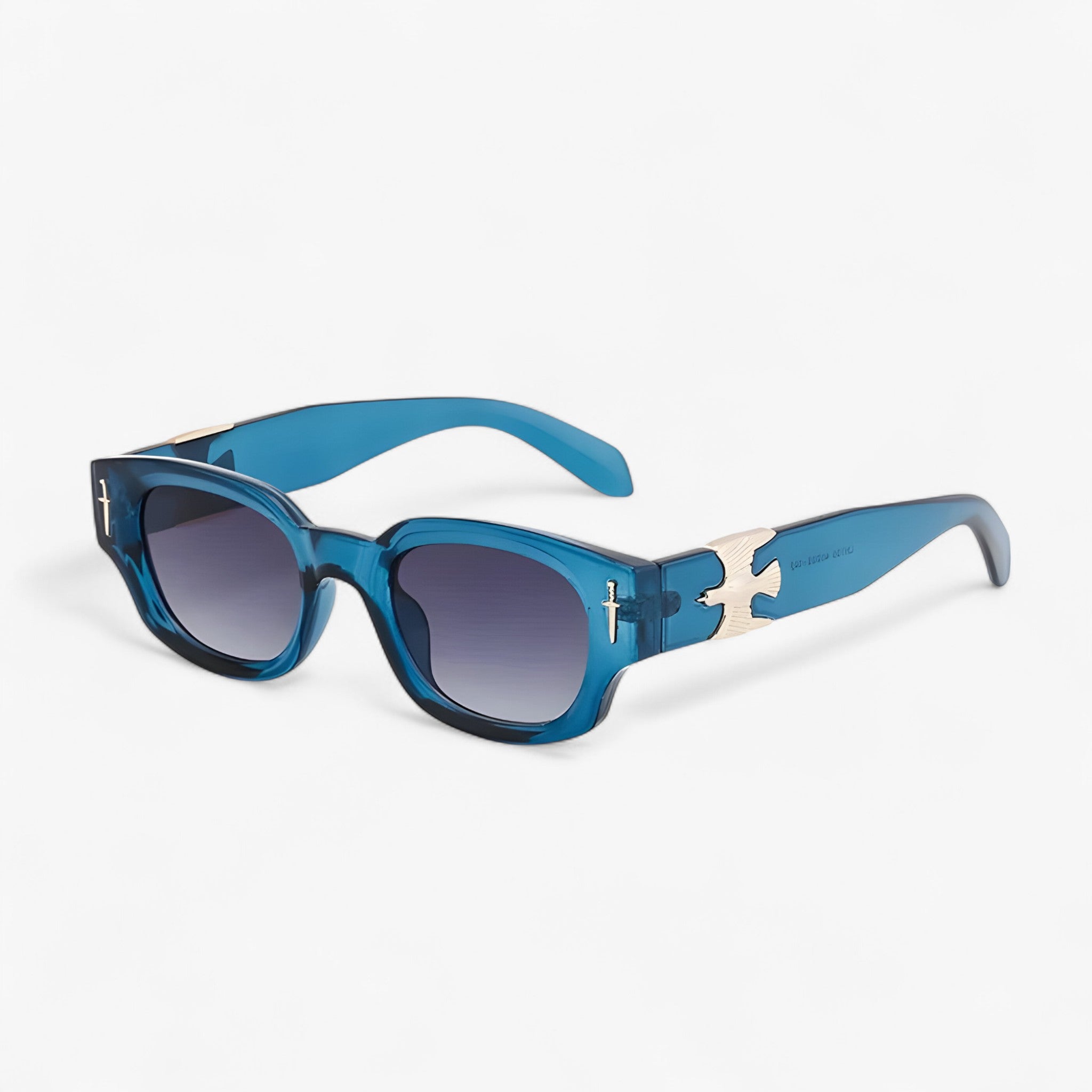 Arvid | Occhiali da sole rettangolari vintage con aquila in volo - BluGrigio - Fashion Sunglasses men sunglasses polarized mens sunglasses Polarized man sunglasses Sunglasses sunglasses polarized men - Concept Palermo