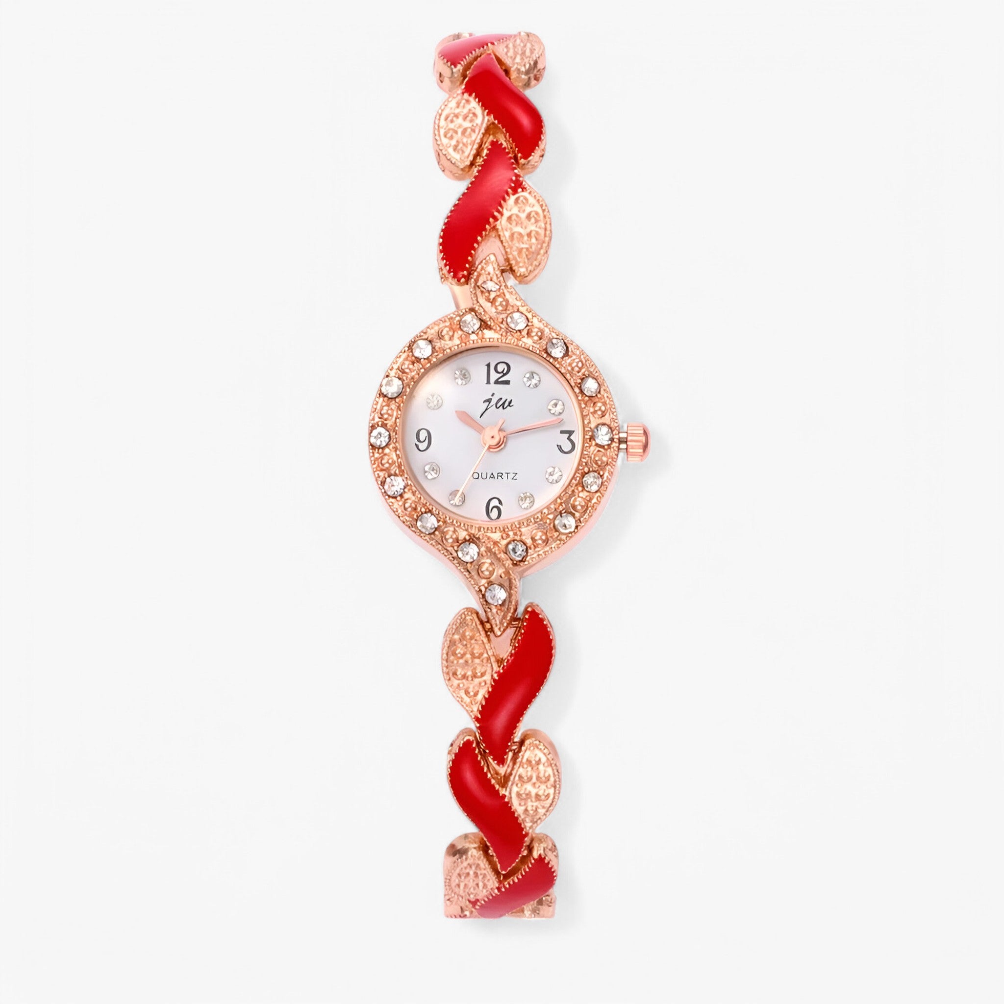 Junifer | Orologio da donna in acciaio con strass e movimento al quarzo - Rosso - - Concept Palermo
