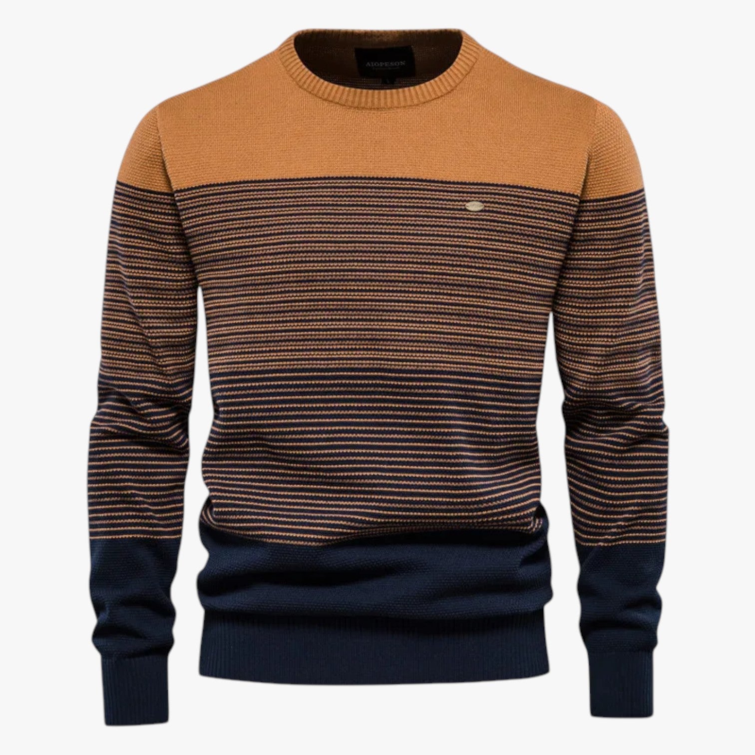 Eugene | Maglione girocollo a righe da uomo - Vestibilità slim e calore di qualità - Arancione - Sweater sweater men sweaters & cardigans - Concept Palermo