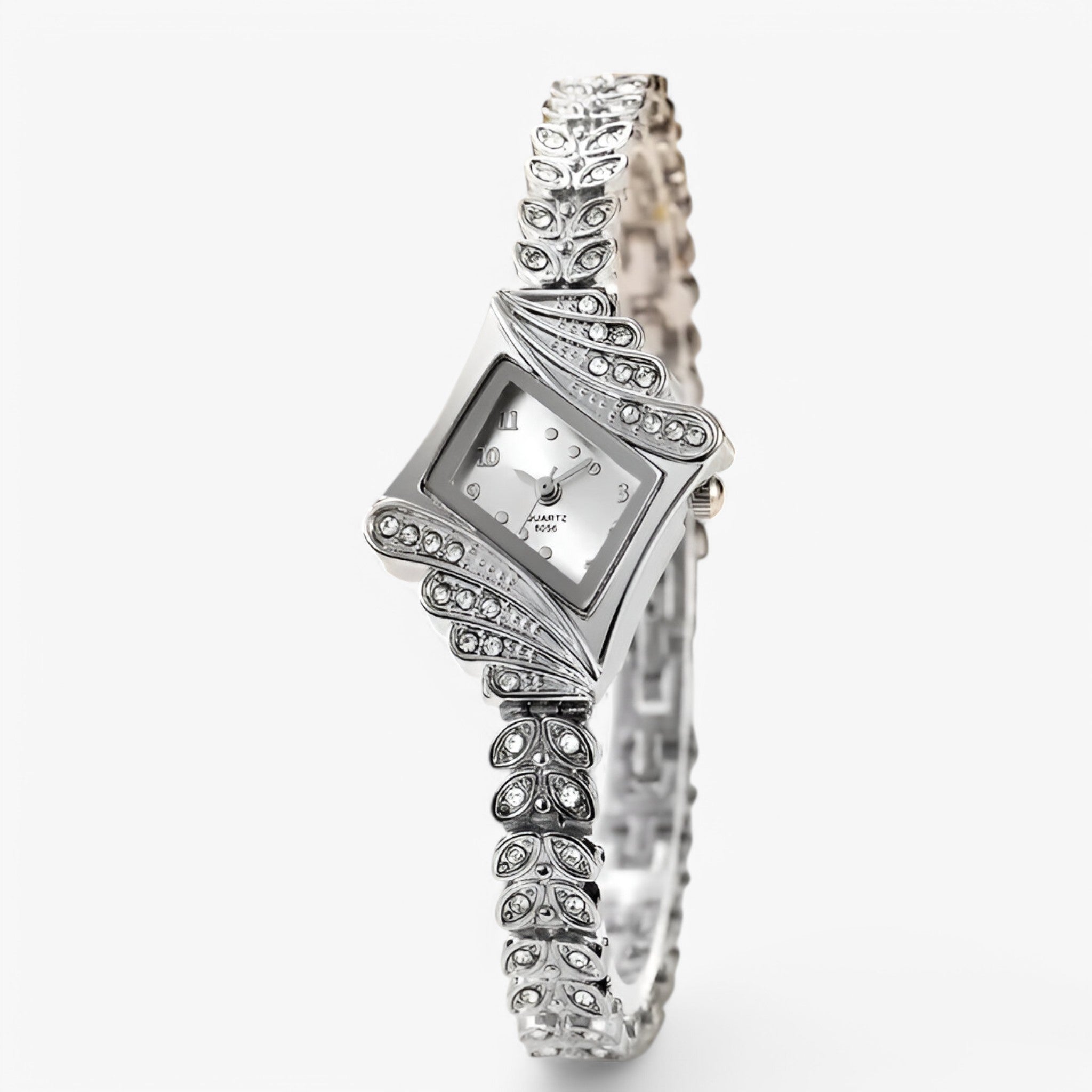 Allegra | Orologio da donna al quarzo con cristalli e braccialetto a rombo - argento - female watch watch for women - Concept Palermo