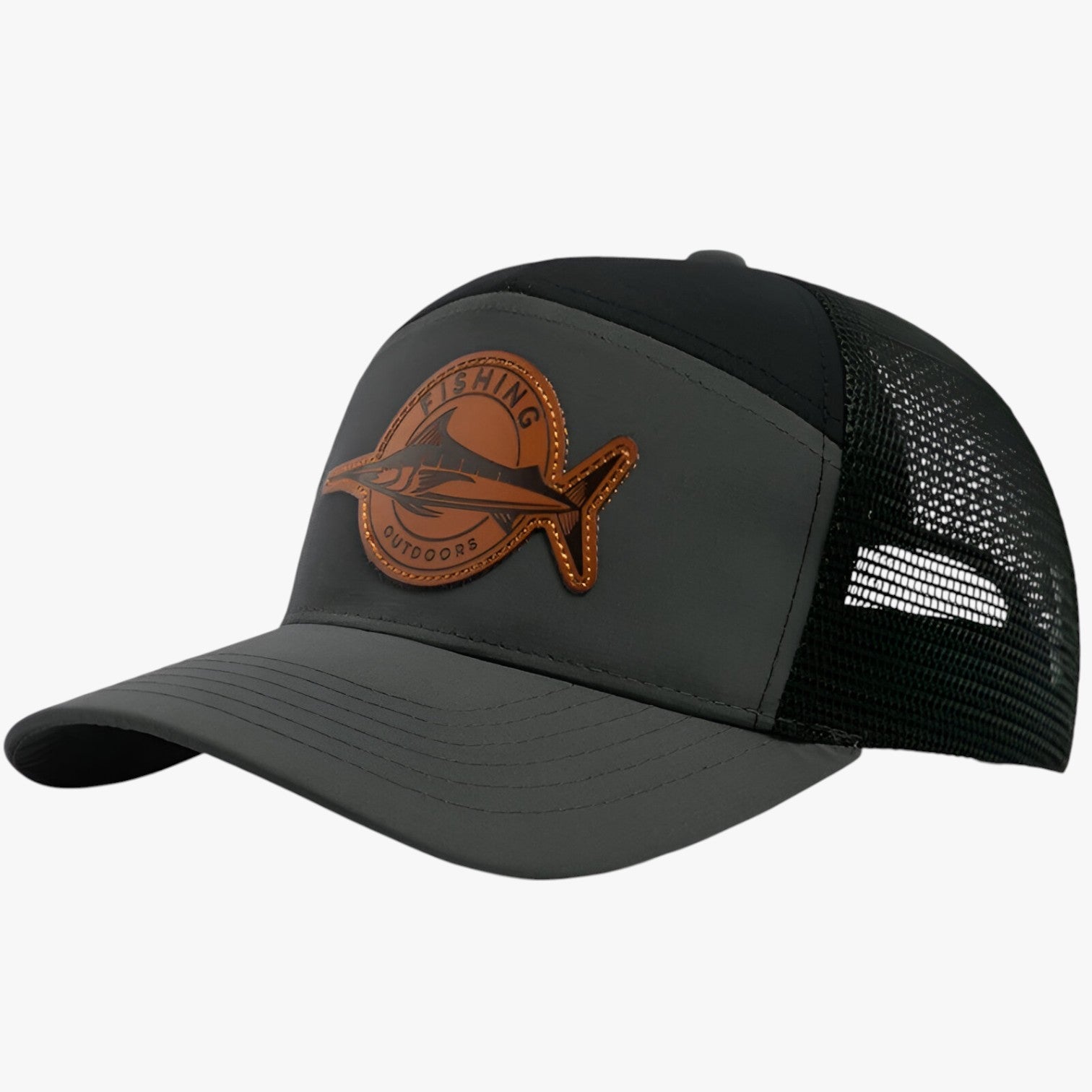Caden | Elegante – Cappellino estivo da camionista con etichetta in rete e pelle - grigio Regolabile - Baseball caps caps mens accessory mens cap - Concept Palermo