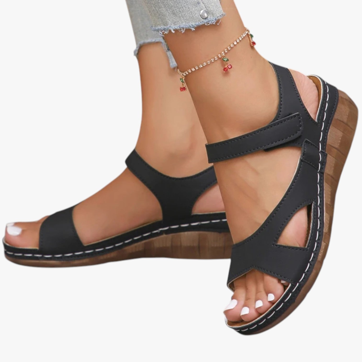 Amira | Sandali Donna Comfort Leggero con Tacco Basso - nero - breathable sandals fashion sandals stylish sandals - Concept Palermo