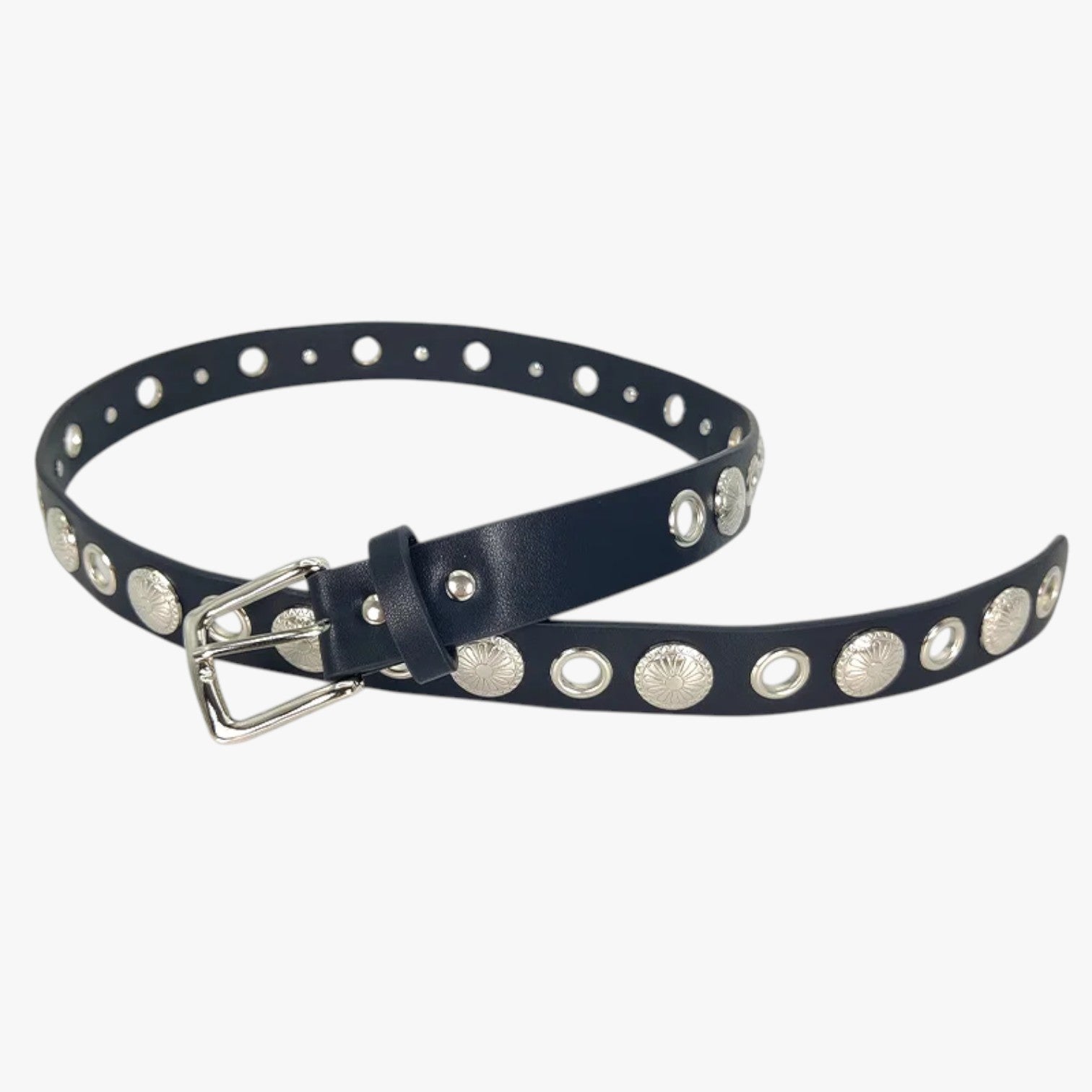 Belen | Cintura punk in pelle con borchie unisex - nero 103cm - Belts waist belt for women Womens belt - Concept Palermo