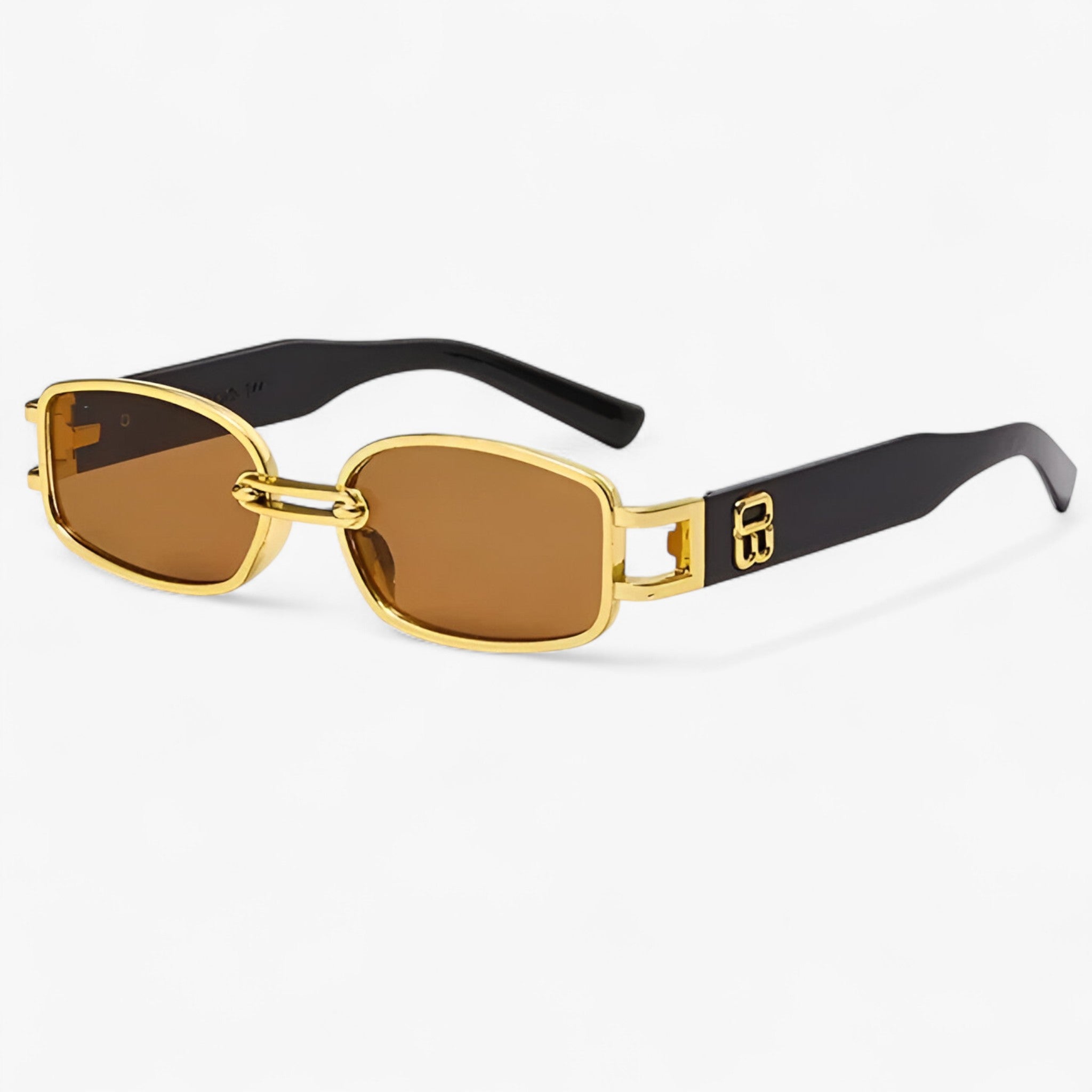 Dante | Occhiali da sole rettangolari piccoli in stile punk vintage - Cornice da tè in oro - Fashion Sunglasses men sunglasses polarized mens sunglasses Polarized man sunglasses Sunglasses sunglasses polarized men - Concept Palermo