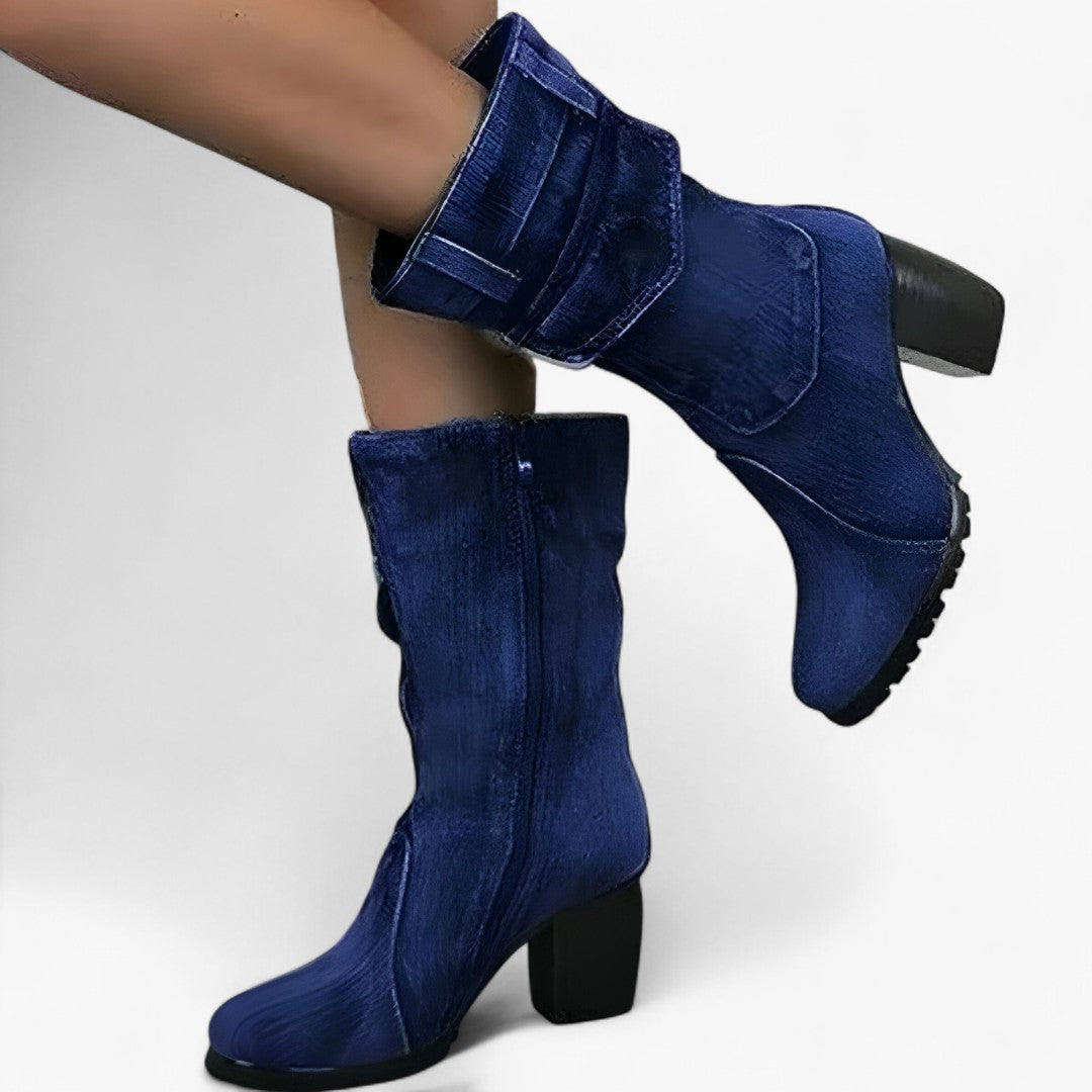 Sierra | Stivali da cowboy in denim con tacco alto - Blu Marina - BOOTS Boots & Shoes - Concept Palermo