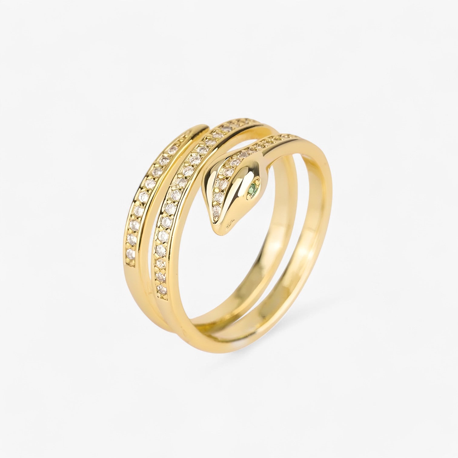 Eleanor | Anello slangiforme con zirconia – Anello in rame regolabile per donne - regolabile Colore oro - Accessories Jewelry Rings womens ring - Concept Palermo