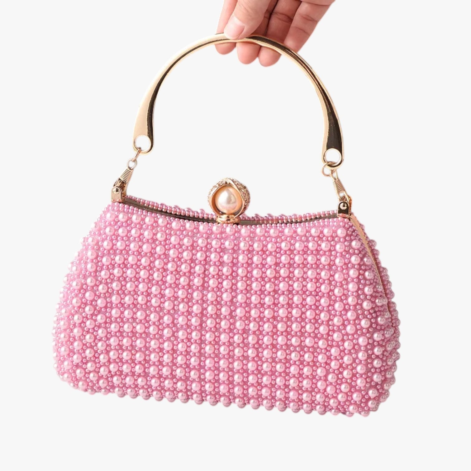 Aviana | Elegante borsa da sera in perle con manico a catena - Rosa - bag Bags handbags women bags Women's handbags - Concept Palermo