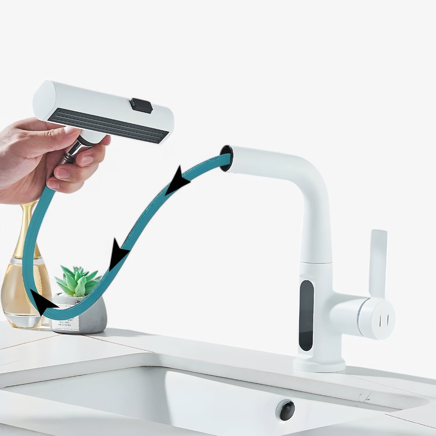 Kirkan | Rubinetto da lavandino – Temperatura digitale e uscita a cascata estraibile - - Home Home & Garden - Concept Palermo