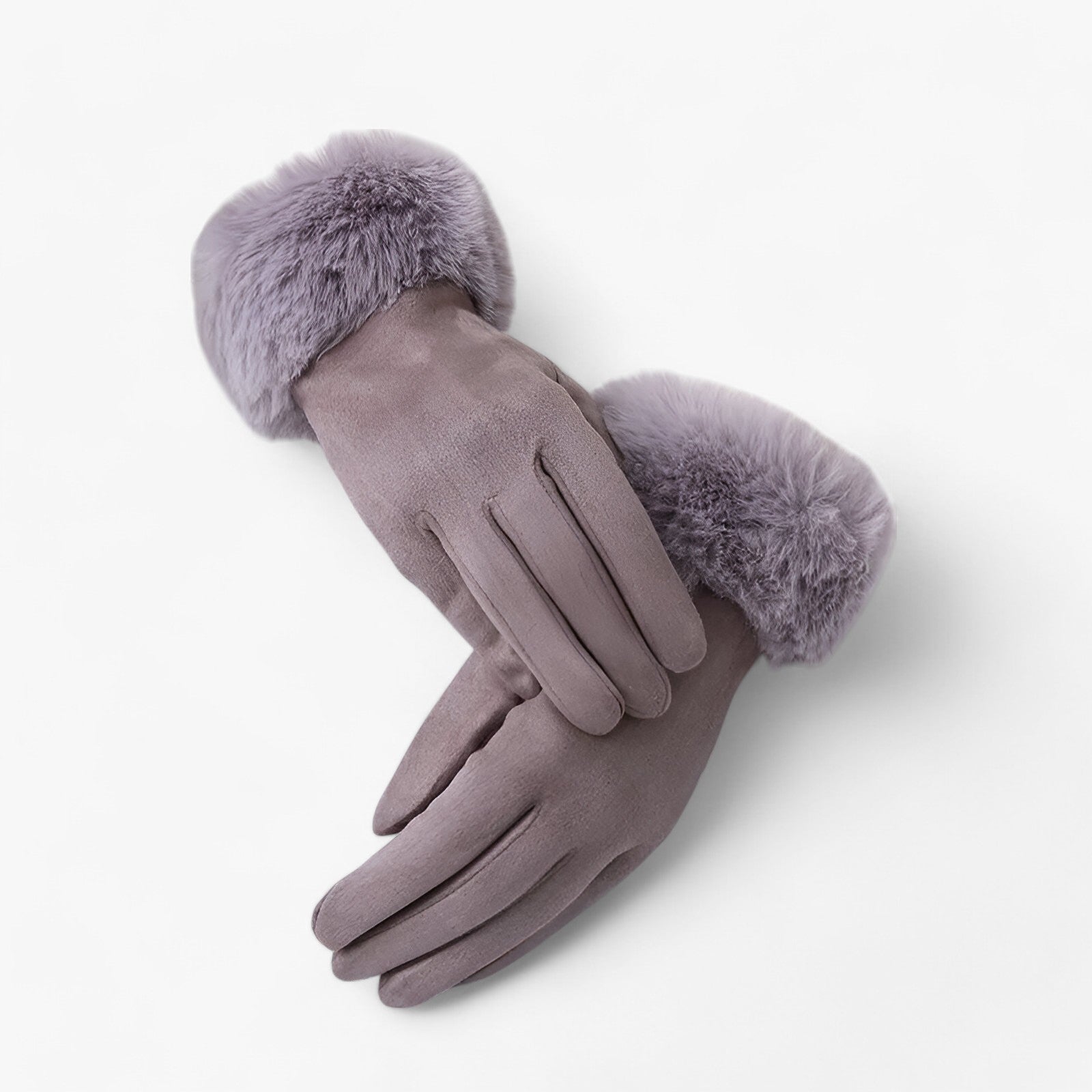 Helena | Guanti Touchscreen in camoscio caldo con pelliccia sintetica - Grigio chiaro Taglia unica - gloves winter gloves womens fasion - Concept Palermo