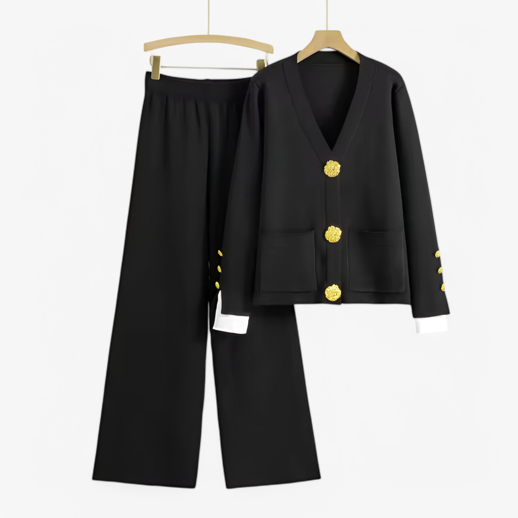 Elena | Set Due Pezzi in Maglia con Cardigan e Pantaloni - Nero Taglia unica - - Concept Palermo