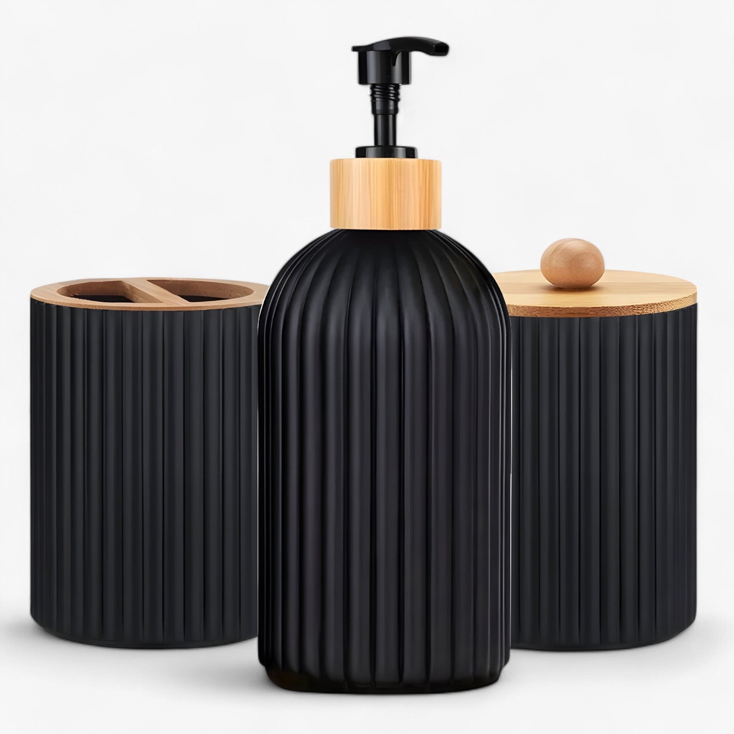 Aurelie | Organizzatore per bagno con dispenser di sapone e spazio di stoccaggio - 3pezzi-nero - bathroom Home - Concept Palermo