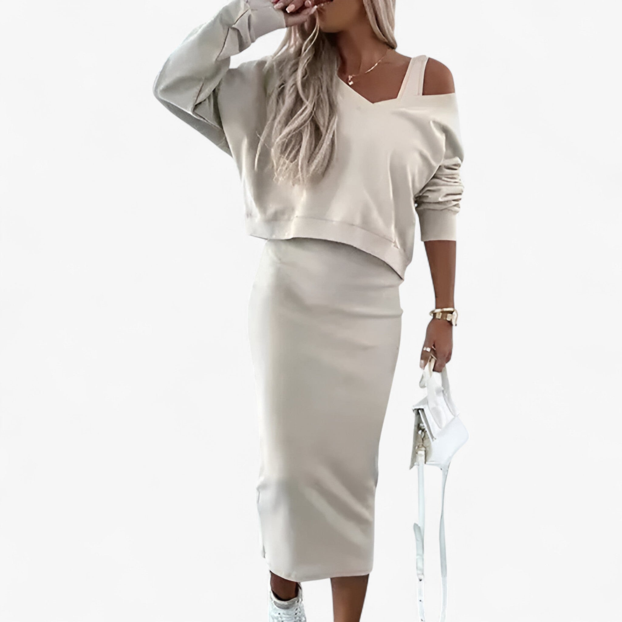 Lea | Set maglione e vestito – Comodo e sexy - Beige - - Concept Palermo