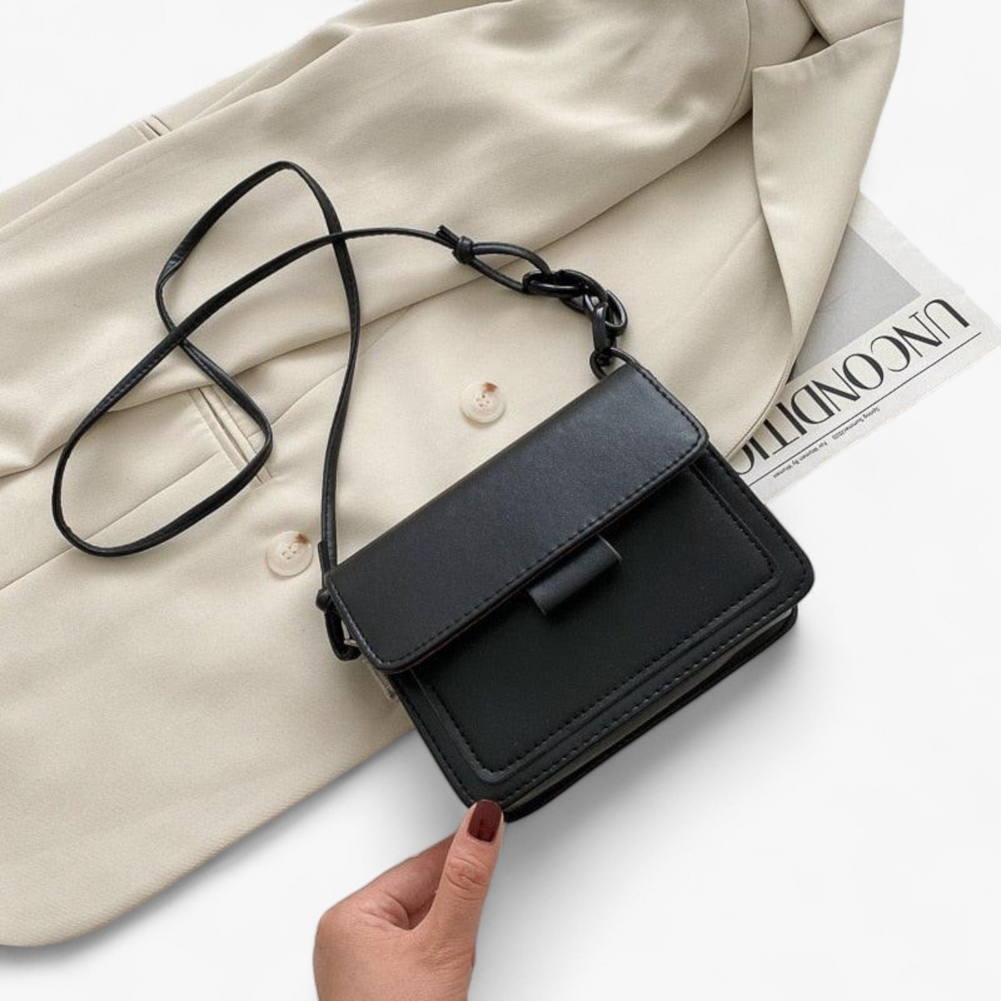 Anna | Borsa a Tracolla Trendy - Nero - Bags handbags Shoulder Bags women bags Women's handbags - Concept Palermo