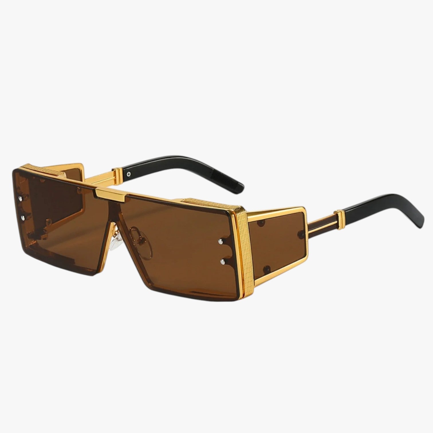 Zamir | Occhiali da sole futuristici in metallo quadrato - Marrone - Fashion Sunglasses mens sunglasses Sunglasses - Concept Palermo