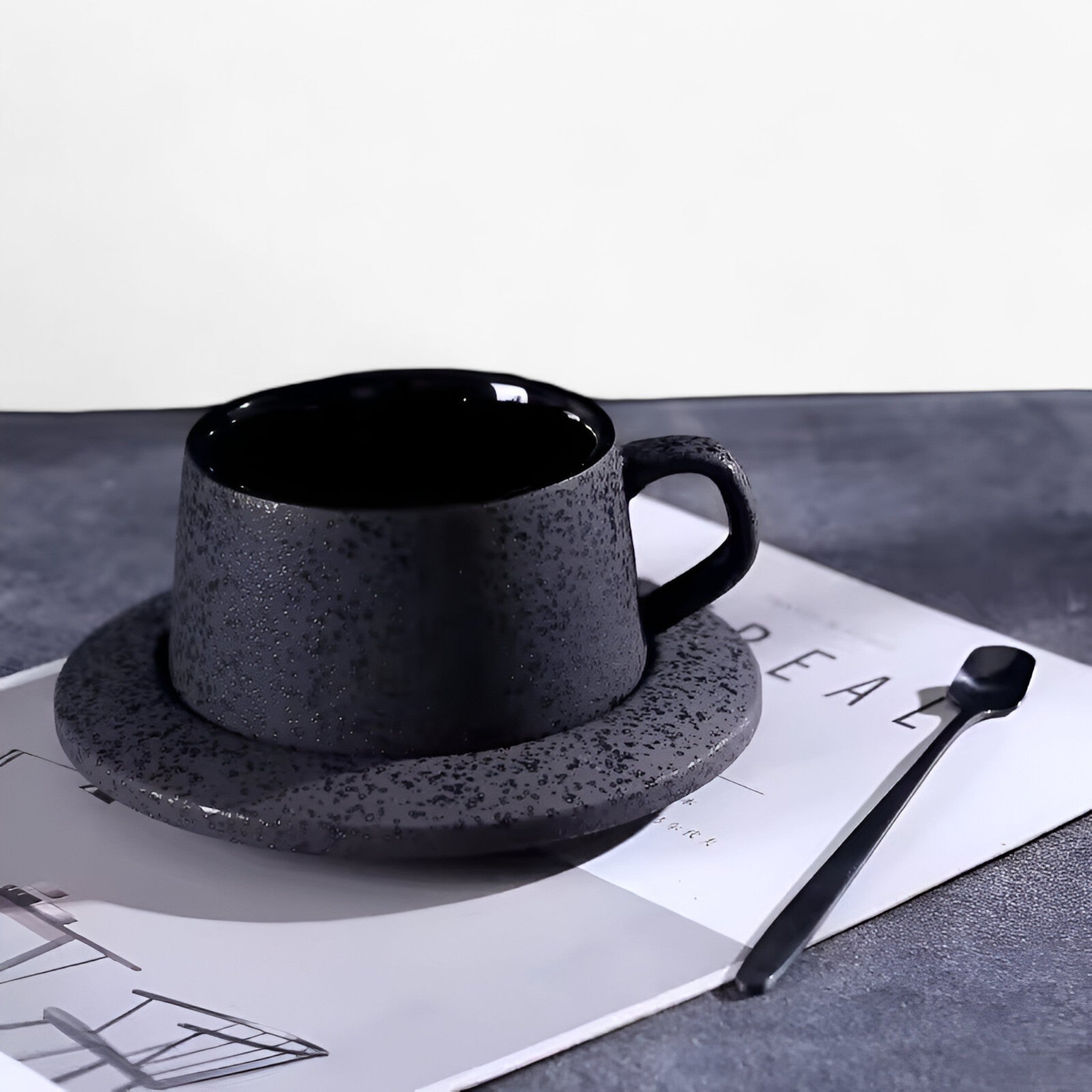 Luna | Set da caffè in ceramica satinata di lusso con piattino e cucchiaio - - - Concept Palermo