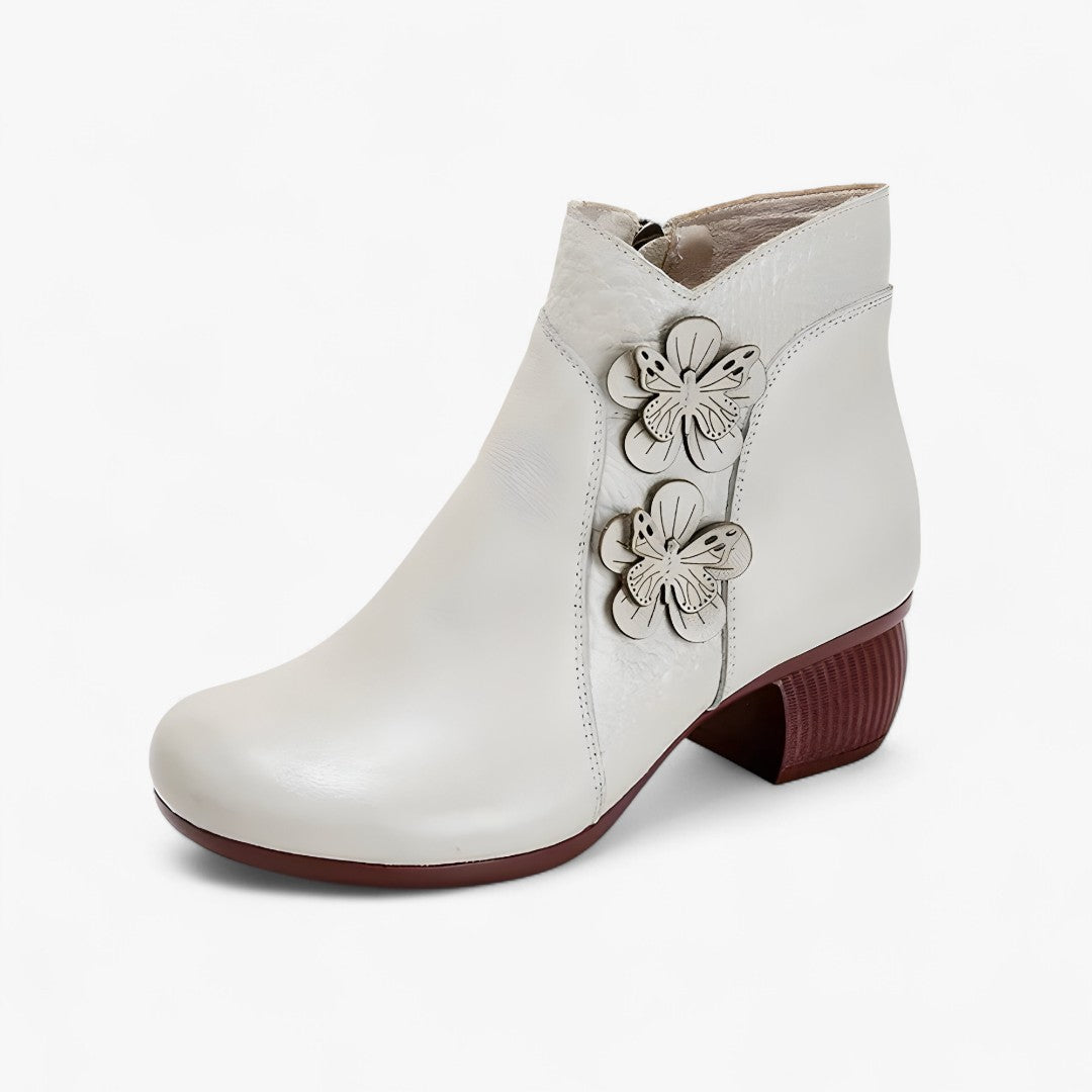 Greta | Stivaletti retrò in vera pelle con tacco ottico - Beige - BOOTS Boots & Shoes - Concept Palermo