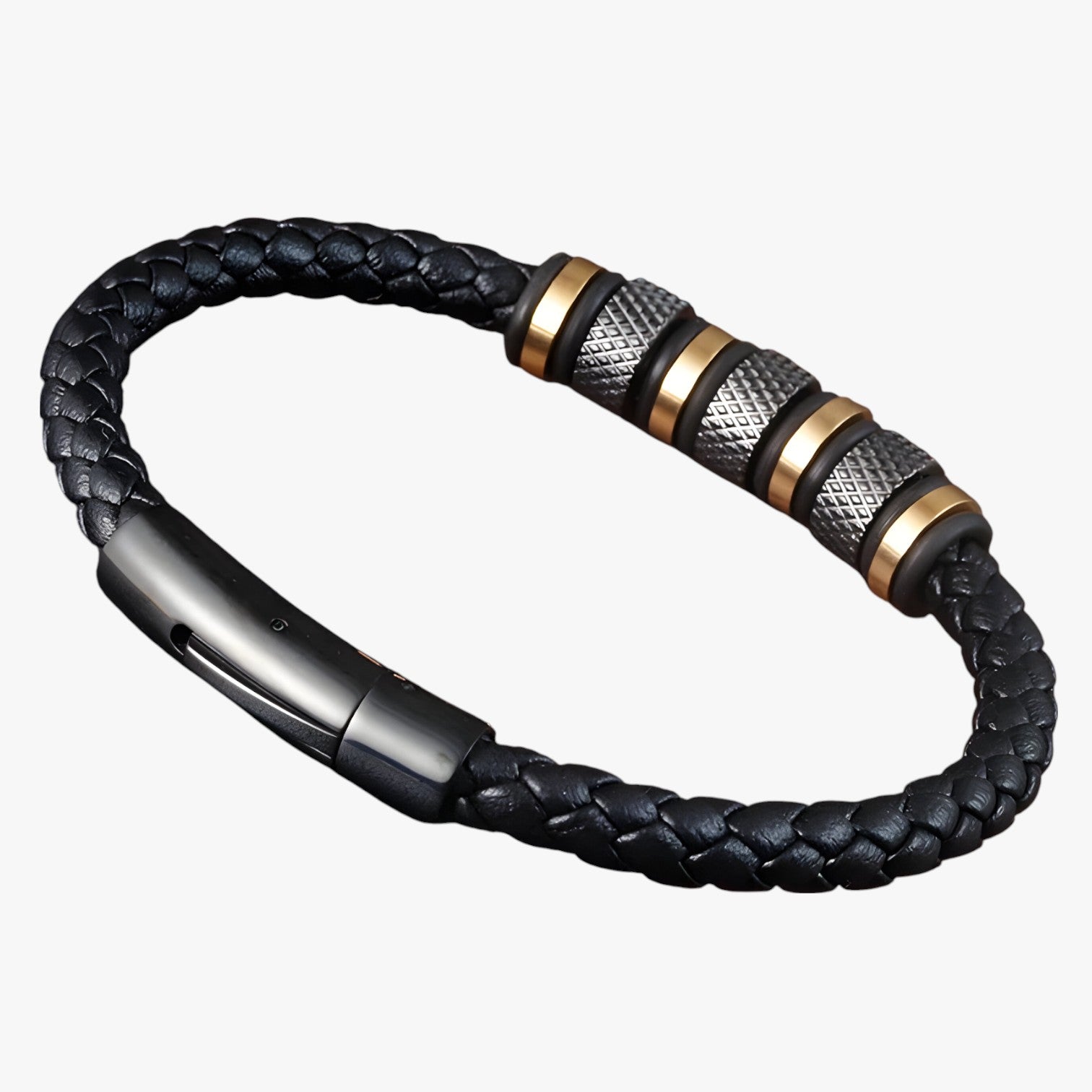 Ryder | Bracciale Uomo in Pelle Intrecciata con Perline in Acciaio - - BRACELET bracelet for men BRACELETS mens bracelet - Concept Palermo
