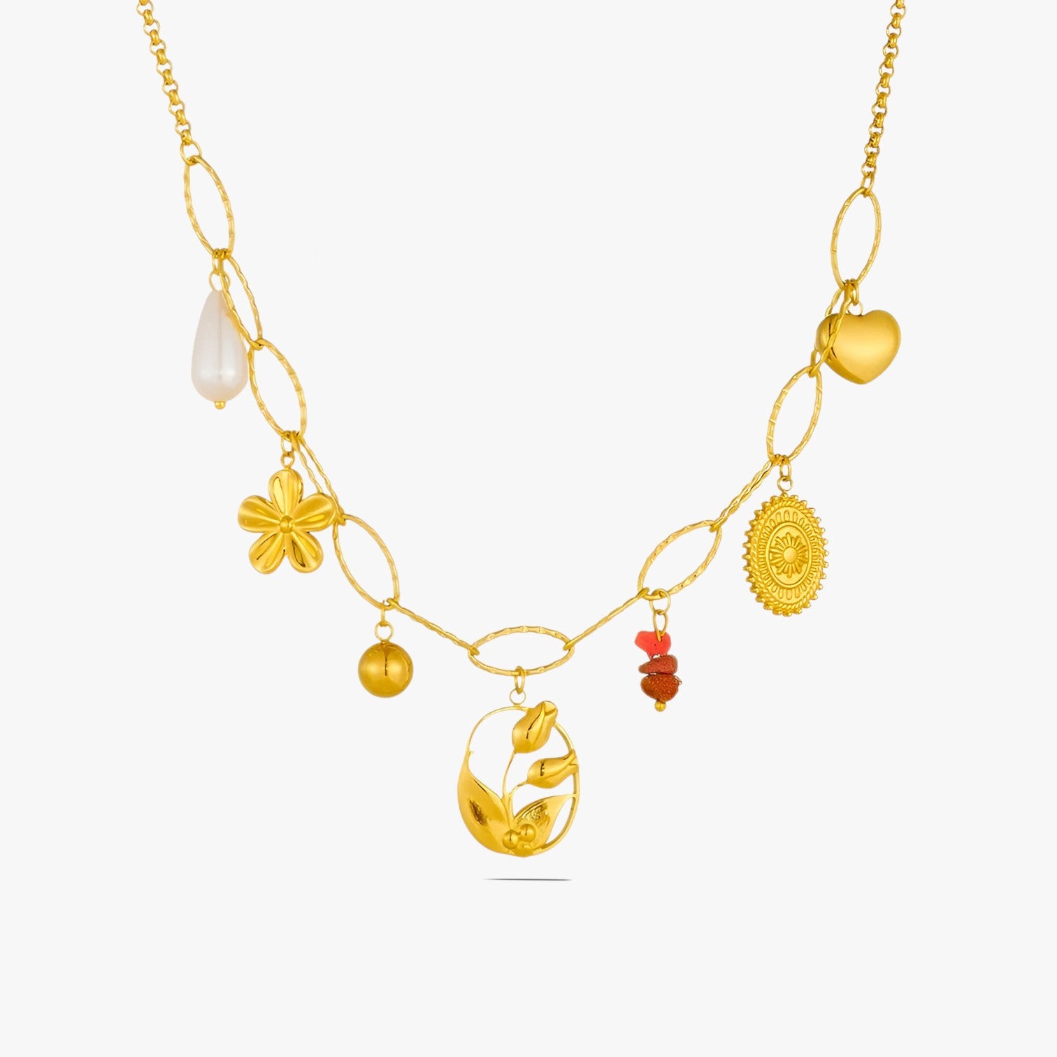 Bailey | Collana elegante con ciondoli cuore e tulipano. - - elegant womens necklaces necklace NECKLACES Necklaces for Women - Concept Palermo